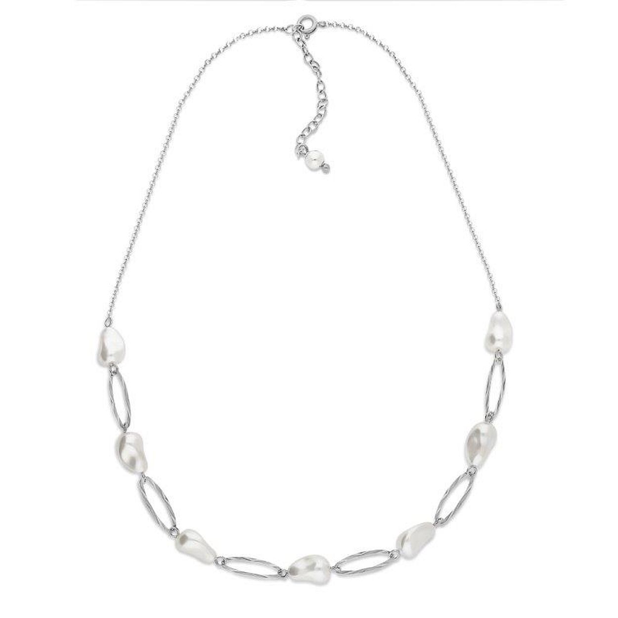 Deze collier is van het merk Spark Jewelry. Het is een damessieraad.
Deze spark collier is gemaakt van echt zilver met parels.