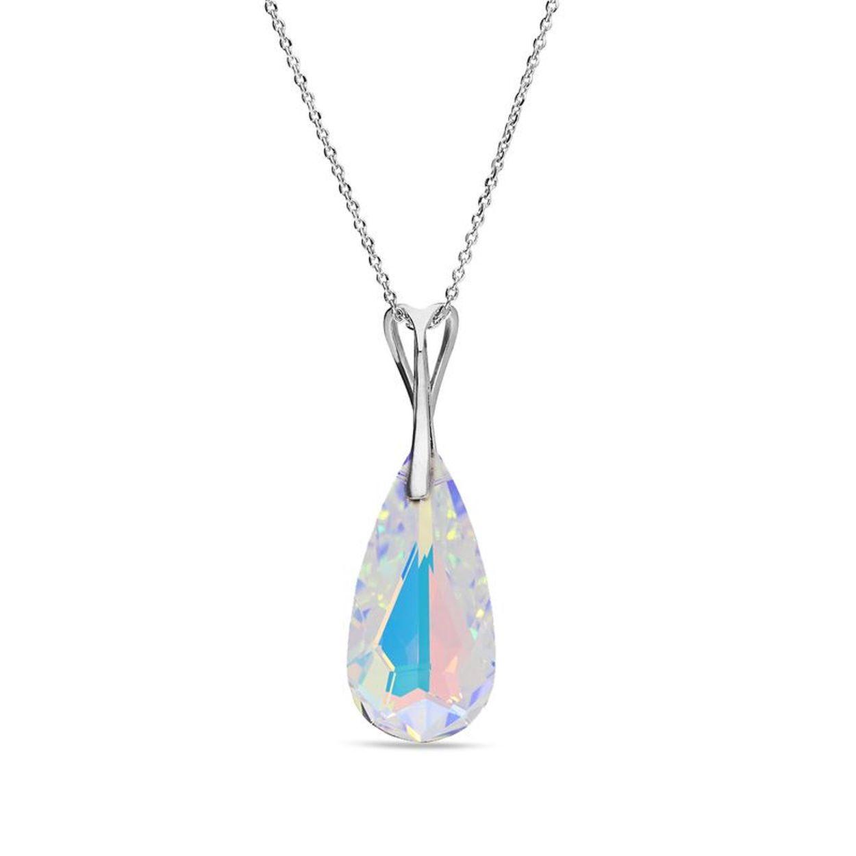 Deze Teardrop ketting is volledig gemaakt van 925 sterling zilver, de allerbeste kwaliteit zilver, en voorzien van een fijntjes gepolijst oppervlak dat mooi glanst. De ketting bestaat uit meerdere kleine schakels die allemaal fijntjes op elkaar aangesloten zijn en samen een mooi geheel vormen, met een handige karabijnsluiting waardoor u deze ketting gemakkelijk om- en afdoet. Aan de voorkant zit een mooie, elegant vormgegeven hanger met een zilveren oogje dat naadloos aansluit op het druppelvormige "Man made Crystal" dat mooi glinstert en een mooie lichtblauwe kleur heeft. Deze ketting heeft een elegant en luxueus ontwerp dat niet snel zal gaan vervelen en is dan ook bijzonder leuk als cadeau. Spark Jewelry staat garant voor de mooiste sieraden die gebruik maken van de schitterende "Man made Crystals" .