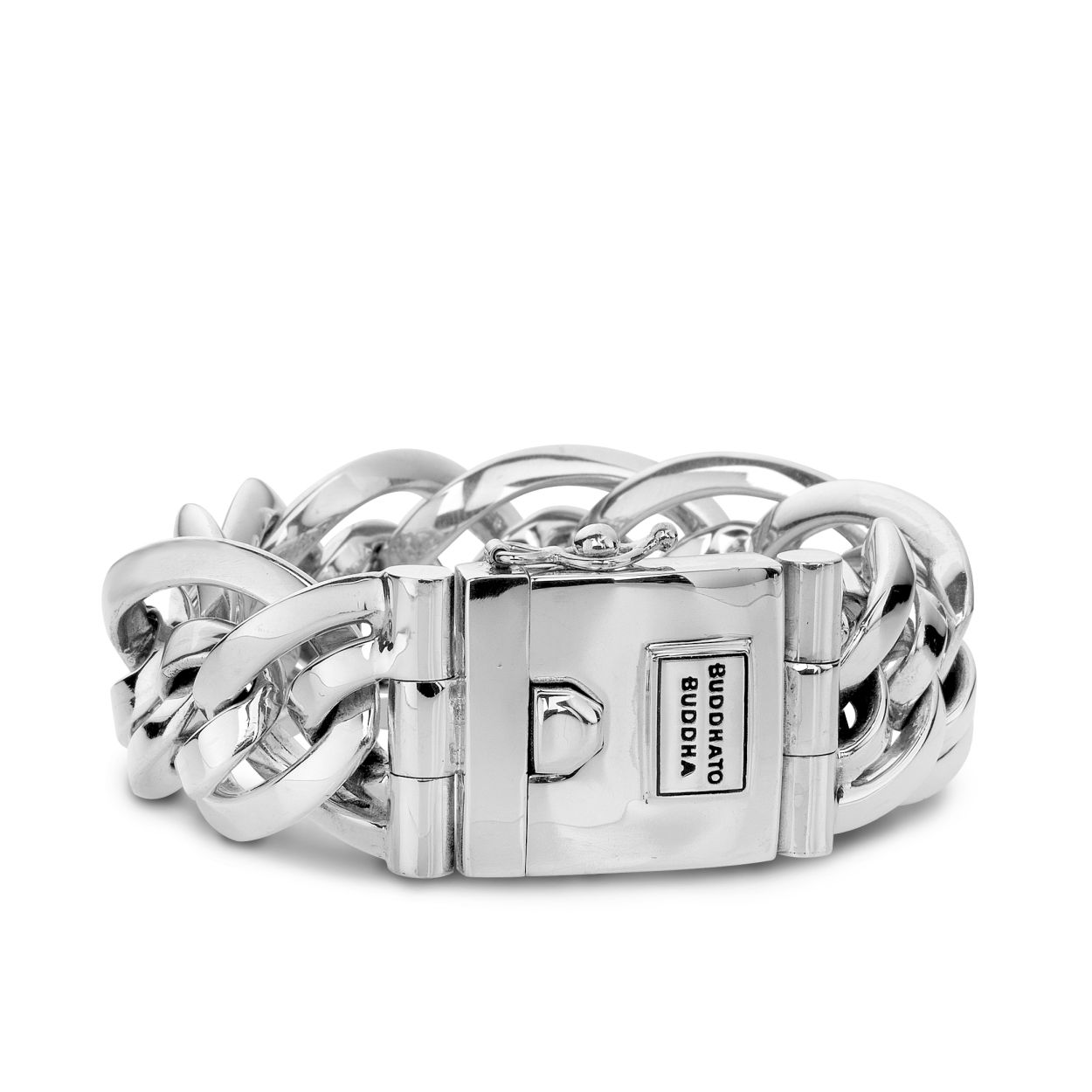 De Buddha to Buddha Nathalie armband is een van de eerste en bekendste modellen uit de collectie. De aparte dubbele schakel maakt deze zilveren armband tot een echte eyecatcher. Handgemaakt en tijdloos zoals alle Buddha to Buddha sieraden. De Nathalie armband is groter dan de Nathalie Small, Nathalie Medium XS en de Nathalie XS.
