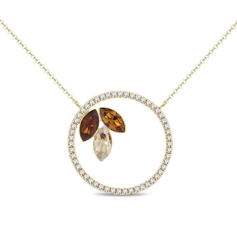 Spark NCDG42283LTAMBGS Trileaf Circle Gilded Necklace Golden Shadow, Amber en Smoked Amber