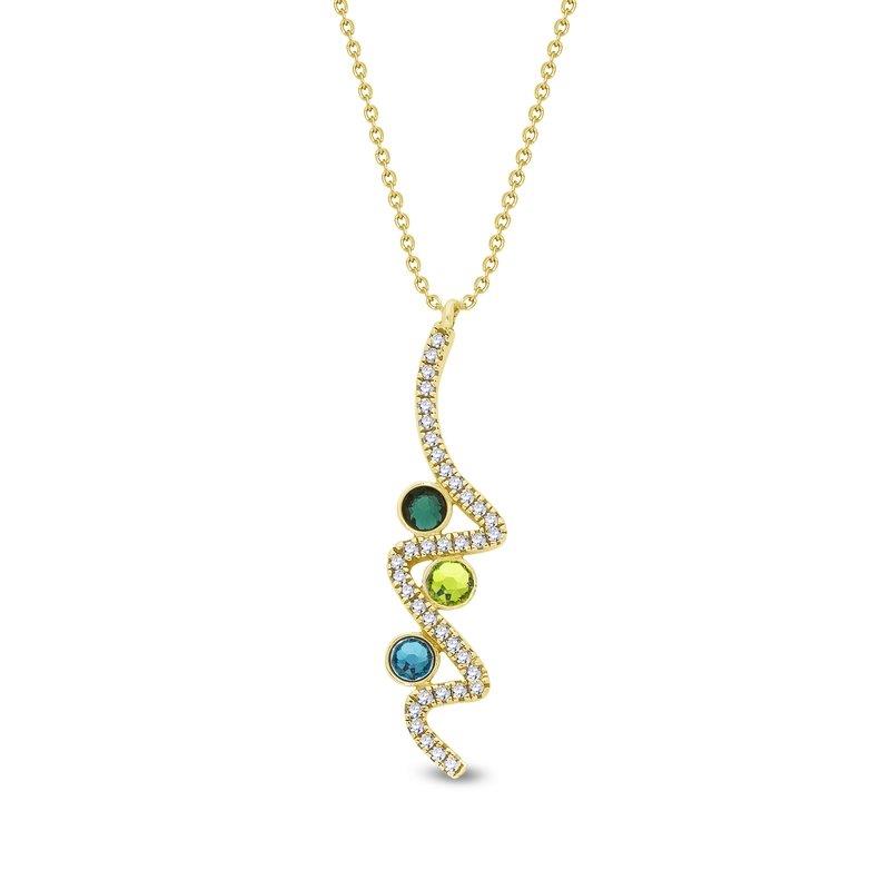 Spark ZIG ZAG gilded Necklace Emerald, Citrus Green,Blue Zircon