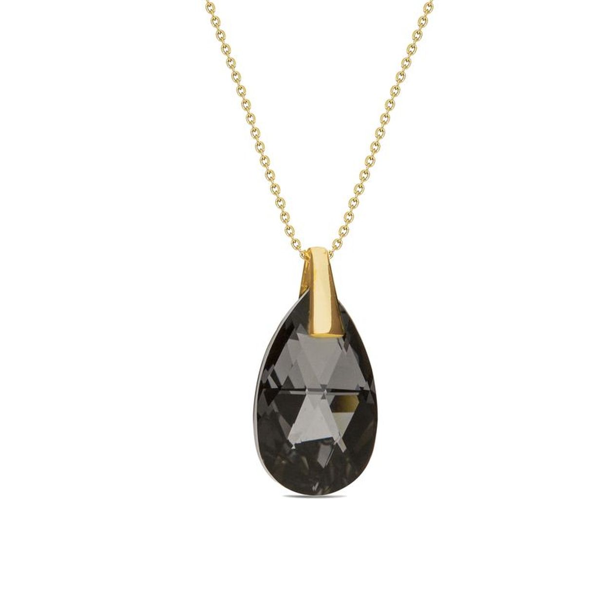 Maak je looks compleet met deze prachtige zilverkleurige nacht ketting van SPARK Jewelry voor dames. Goudkleurige ketting met Swarovski druppel. Deze ketting is van de 'Golden drop' serie en is gezet met een zwartkleurige Swarovski druppel. De Ketting is gemaakt van 925 zilver, voorzien van een goudkleurige coating. Het kettingwerk betreft een ankercollier, en heeft een verlengstukje met aan het uiteinde een goudkleurige swarovski kristal.

De lengte van de ketting is 43- 48 cm
De lengte van de hanger incl. hangoog is 25 mm.