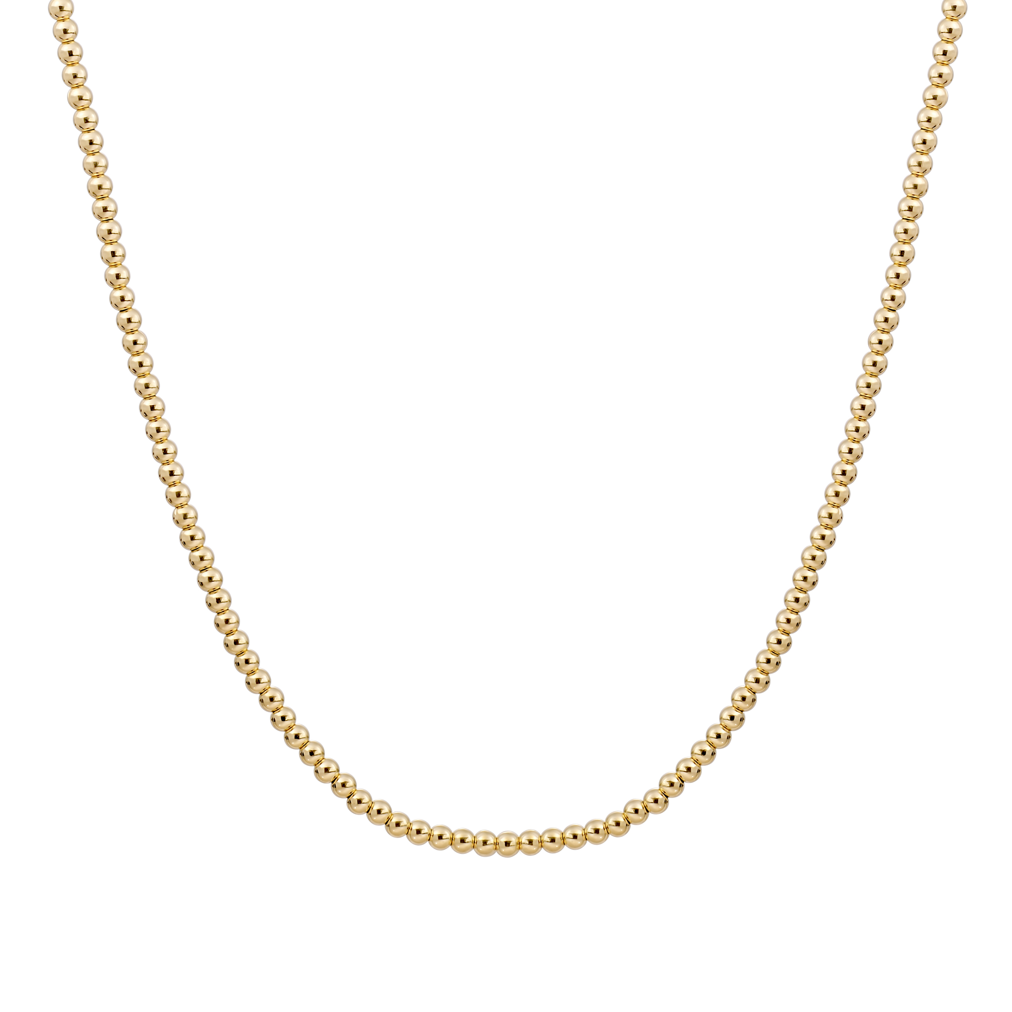 De kralen van deze ketting zijn 3mm groot.

Layer Up met bijvoorbeeld losse curb- en ballchains én maak de look compleet door jouw favoriete pendant aan één van de colliers toe te voegen.

De gouden kralen zijn Gold Filled en zullen daardoor hun kleur niet verliezen!