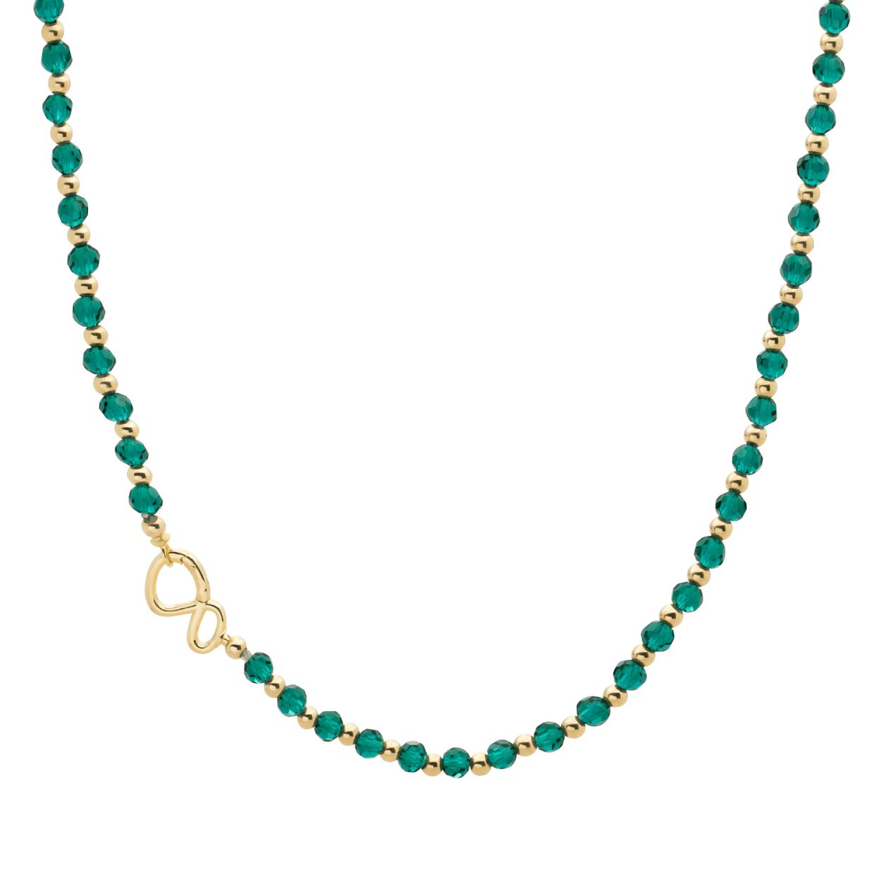 Link Ketting - Goud - Petrol Green Quartz