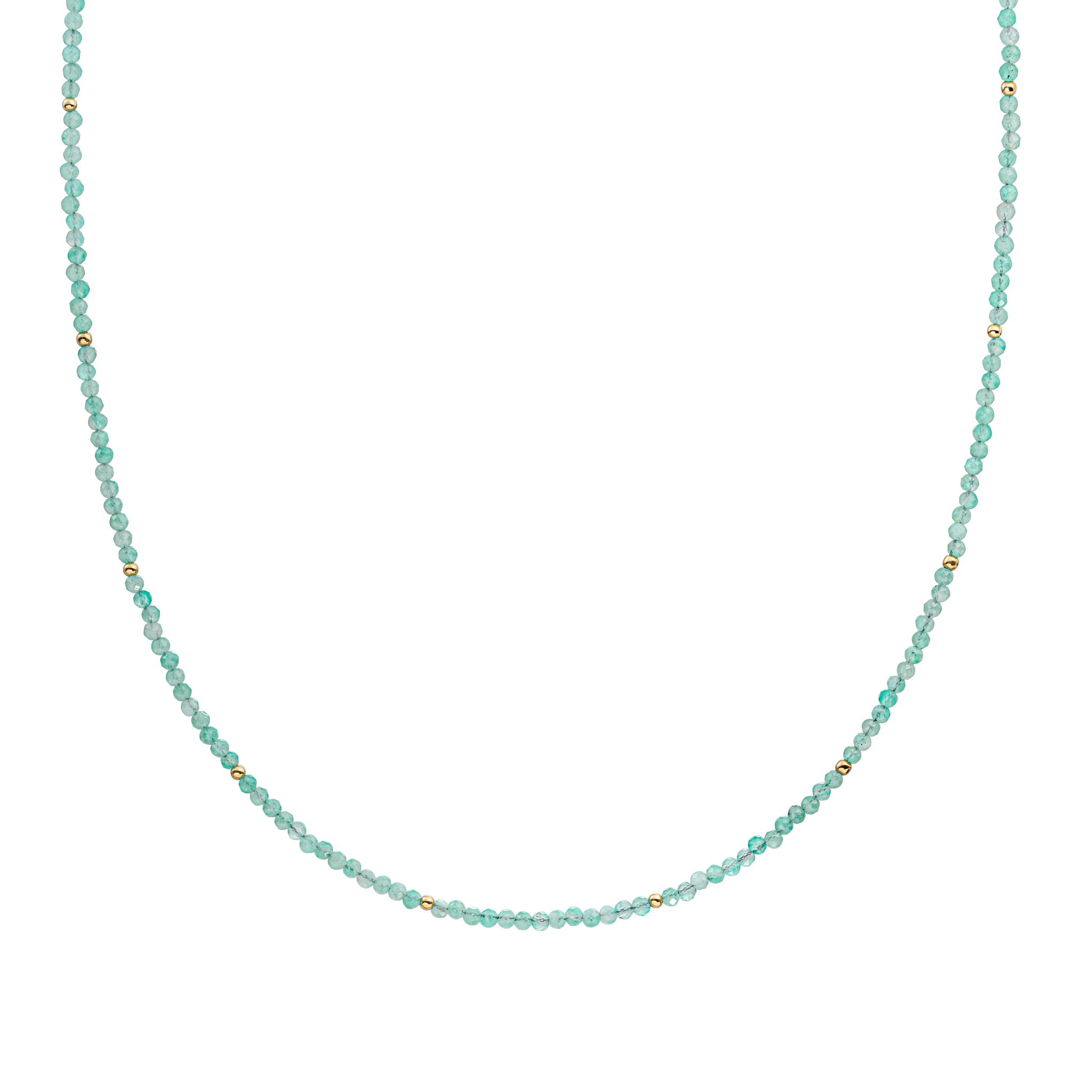 Sparkling Jewels collier Rich Green Amazonite 2mm silver goldplated. Lengte 42+2cm.