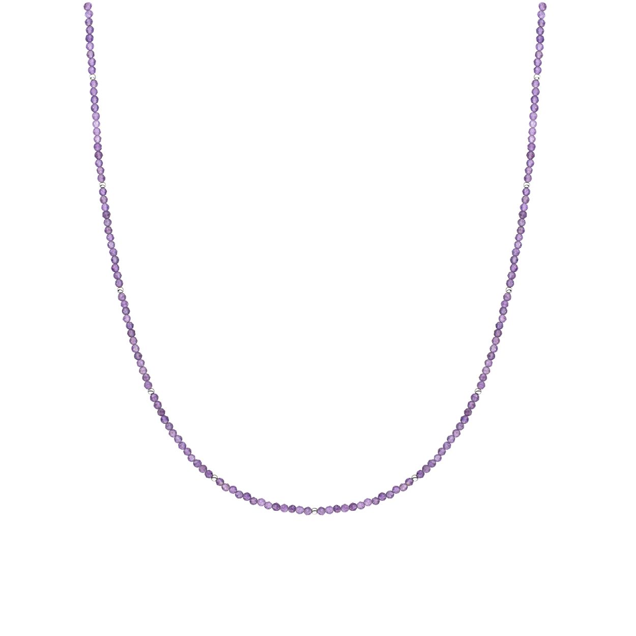 Bedelcollier | 2mm Amethyst Zilver - 42cm +2cm