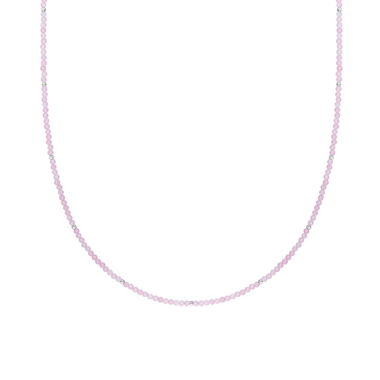 Bedelcollier | 2mm Rose Quartz Zilver - 42cm +2cm