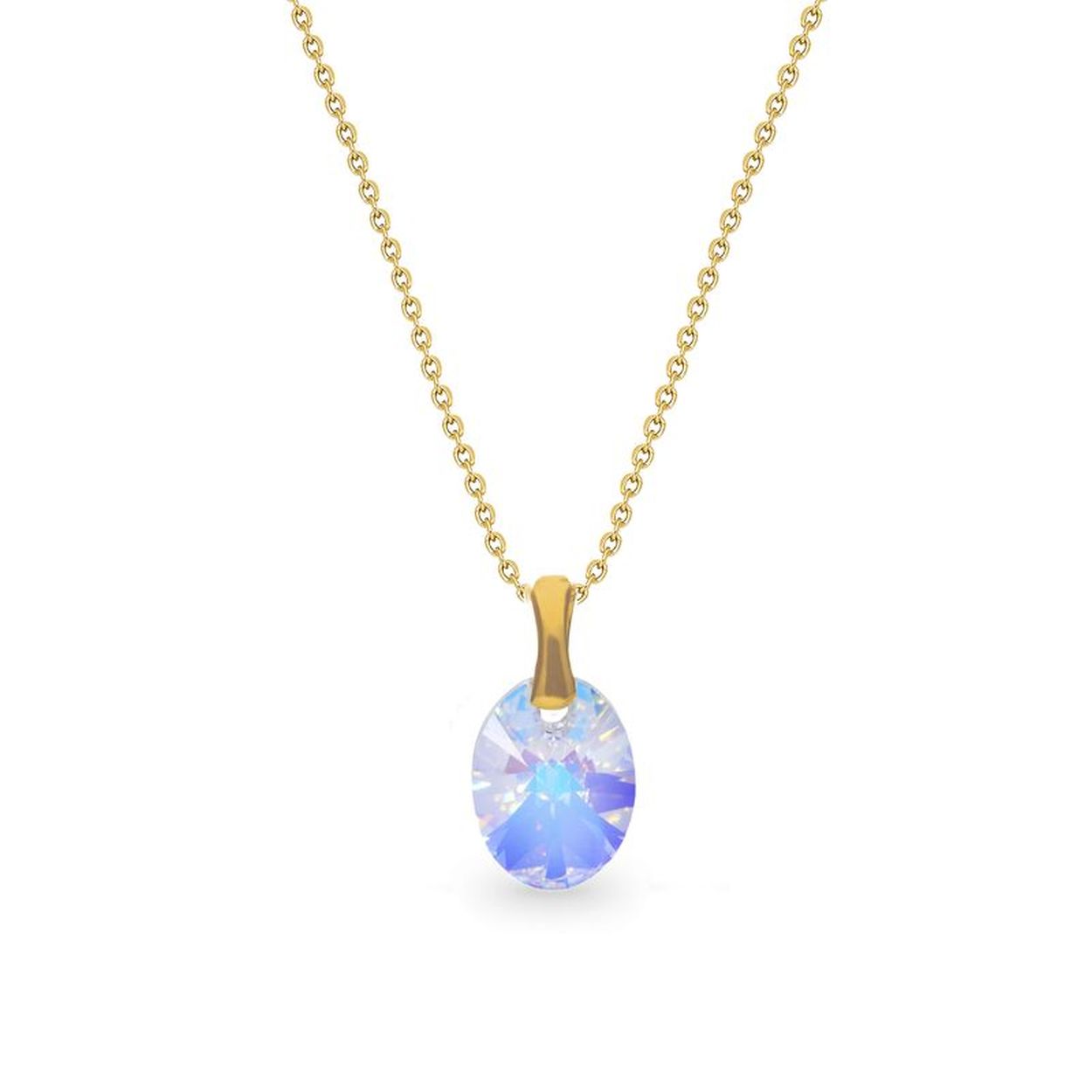 Deze Ribes ketting bestaat uit meerdere fijne schakels die mooi op elkaar aansluiten en samen een stijlvol geheel vormen. Aan de voorkant hangt een mooie hanger die bestaat uit een zilveren oogje dat voorzien is van een goudkleurig laagje, met daaronder een ovaalvormig lichtblauw "Man made Crystal" dat mooi glinstert. Aan de achterkant zit een handige karabijnsluiting, waarmee u deze ketting gemakkelijk omdoet. En daarna wilt u deze ongetwijfeld nooit meer afdoen! De ketting is volledig gemaakt van 925 sterling zilver, de allerbeste kwaliteit zilver, en voorzien van een goudkleurig laagje dat mooi glanst. Deze ketting is afkomstig van het merk Spark Jewelry en behoort tot de Ribes collectie. Spark Jewelry staat garant voor de mooiste sieraden die gebruik maken van de schitterende "Man made Crystals" .