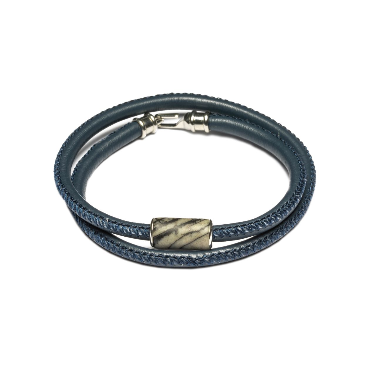 Dit is een Gemini Olympus Apollo Blue L mannenarmband. Deze heeft een jasper steen. Maat L = 21 cm