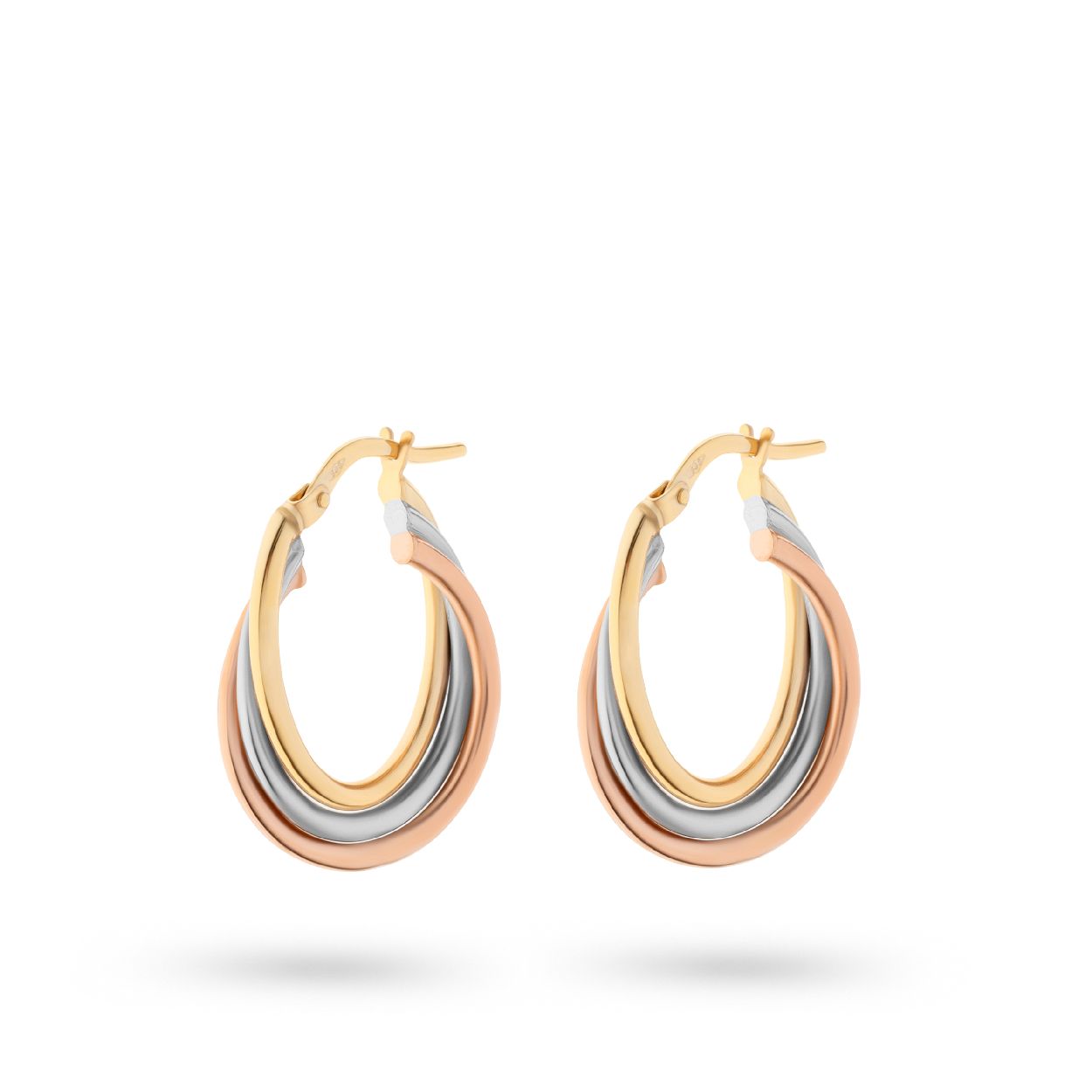 Deze creolen zijn van het merk Swing Jewels. Het zijn creolen voor dames. De creolen zijn gemaakt van goud, 14 karaat, (legering: 0.585). De creolen zijn rose, wit en geelgoud van kleur.
De verdere specificaties van de creolen zijn als volgt:
Breedte (mm): 17
Lengte (mm): 17
