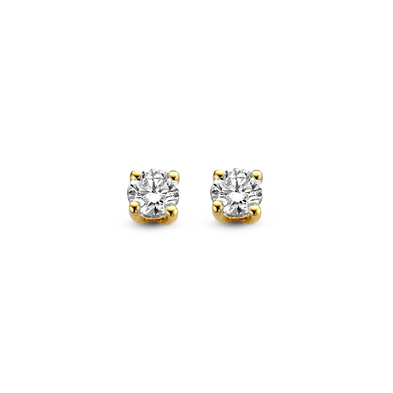 Aurore Jewelry - Geelgouden solitair oorstekers 'Olivia' met 2 x 0.10 crt. briljant geslepen lab diamant - OA15010020