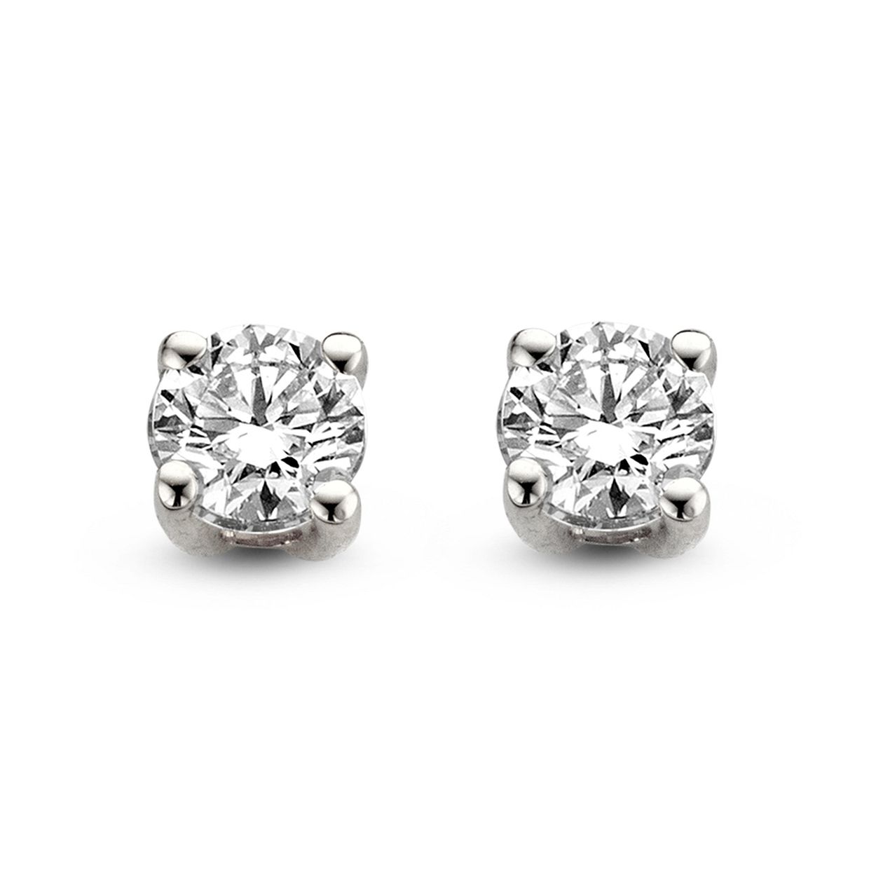Aurore Olivia 18kt witgouden oorstekers, 4 poots chaton bezet met 2 briljant geslepen labgrown diamanten.1x 0.51 Cert: IGI LG555281869 en 1x 0.50 Cert: IGI LG 555282162.
