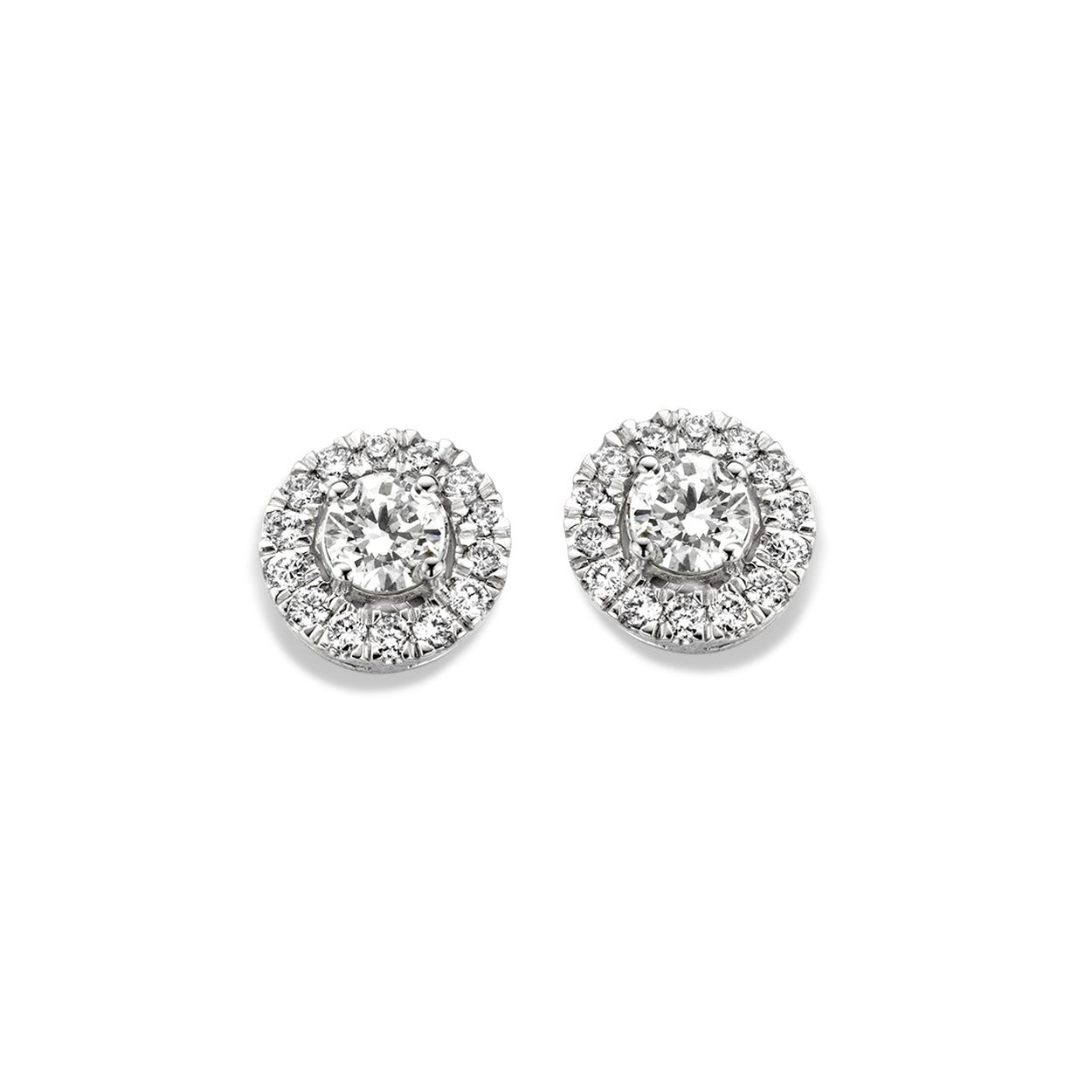 Aurore - Emma 18kt witgouden entourage oorknoppen bezet met briljant geslepen labgrown diamanten