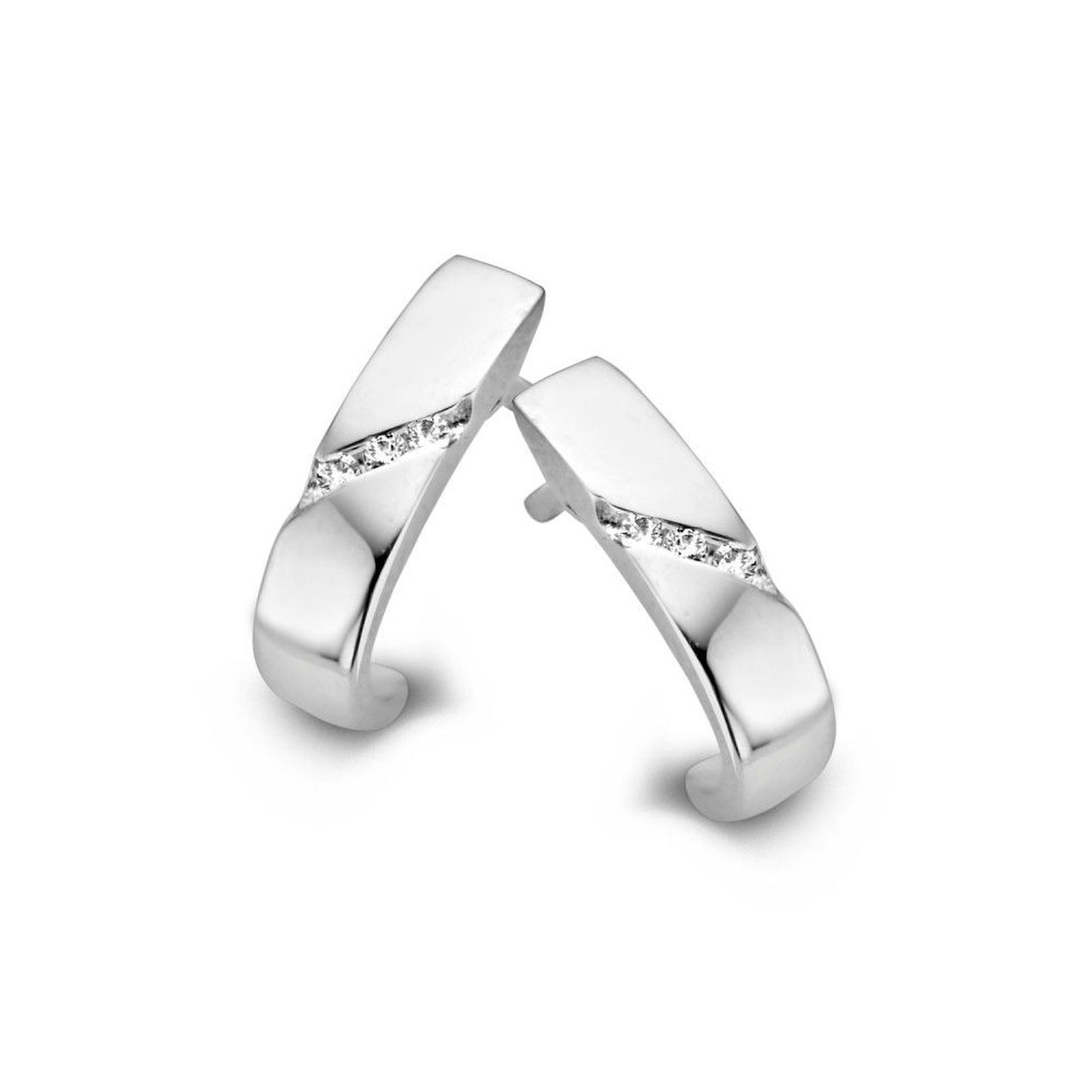 14 karaat witgouden oorstekers met Zirkonia.