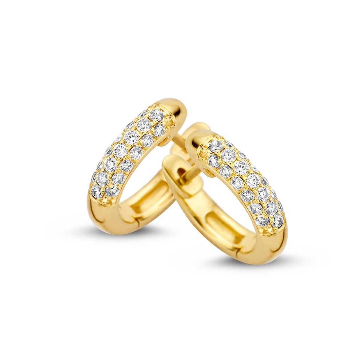 klapcreolen geelgoud met 0.32crt briljant.