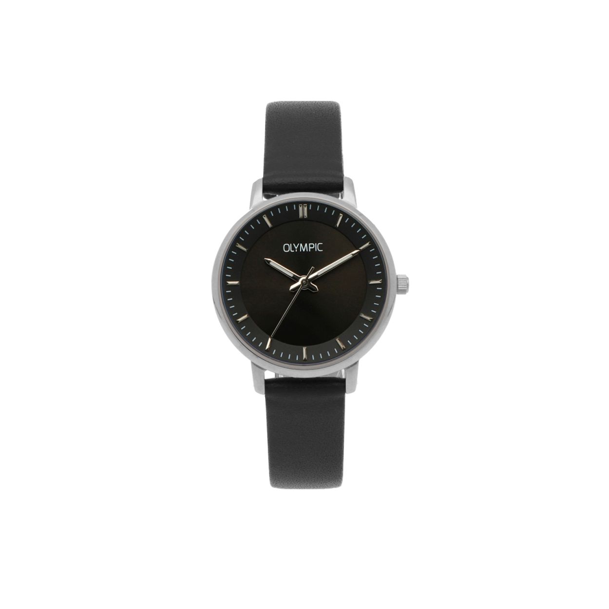 Dit zilverkleurige dames horloge is tijdloos en Elegant . Het horloge heeft een quartz uurwerk, een Matzwart Sunray wijzerplaat en is afgewerkt met mineraalglas. Dit model past bij elke outfit en iedere gelegenheid, of je nu sportief of chique gekleed gaat!

Specificaties
- Mineraalglas
- Ronde stalen horlogekast 
- Diameter 32 mm
- Zwarte wijzerplaat
- Leren horlogeband
- 5 ATM

Waterdichtheid 5 ATM
Dit horloge is bestand tegen water bij het zwemmen en douchen. Dit horloge is niet bestand tegen (grote) waterdruk dus je kunt er niet mee duiken.

Verpakking & Garantie
De horloges worden geleverd in een verpakking met kussentje en bijgevoegd een garantieboekje. Op alle horloges van Olympic zit standaard drie jaar fabrieksgarantie.

Over Olympic
In 1956 werd aan de Jekerstraat in Amsterdam het horlogemerk Olympic opgericht. Een familiebedrijf dat in de loop der jaren uitgegroeid is tot een van de bekendste Nederlandse merken in de horloge- en sieradenbranche.

Van stoere chronografen tot slimline series, digitale uurwerken en elegante dameshorloges: Olympic is voor iedereen, geinspireerd op het dagelijks leven.