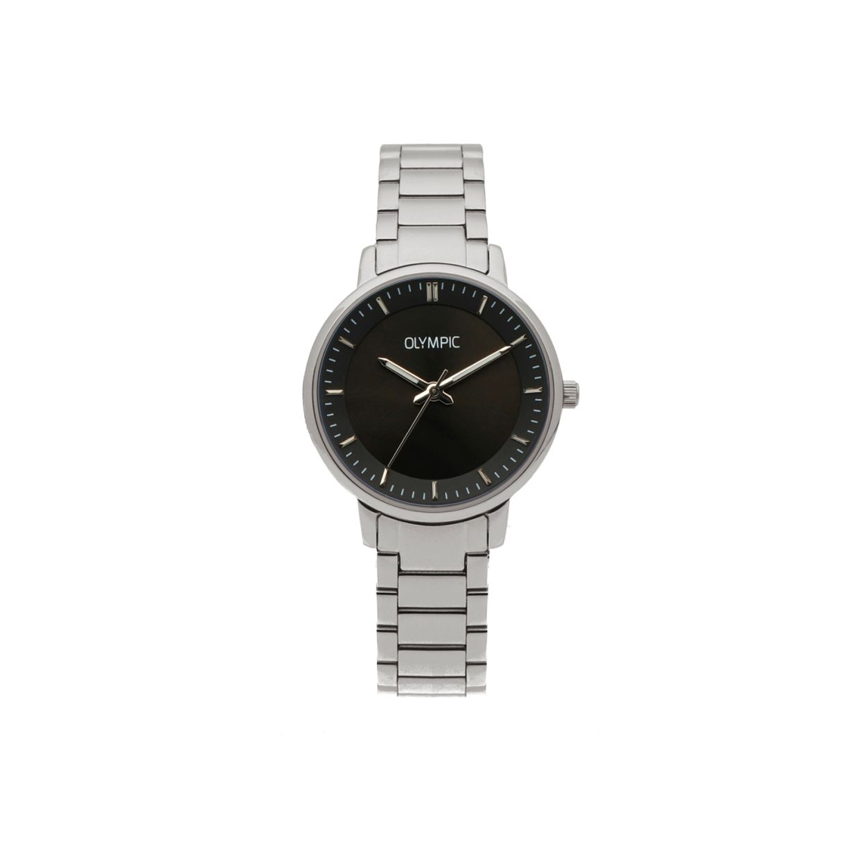 Dit zilverkleurige dames horloge is tijdloos en Elegant . 

Specificaties
- Mineraalglas
- Ronde stalen horlogekast 
- Diameter 32 mm
- Zwarte wijzerplaat
- Stalen horlogeband
- 5 ATM

Waterdichtheid 5 ATM
Dit horloge is bestand tegen water bij het zwemmen en douchen. Dit horloge is niet bestand tegen (grote) waterdruk dus je kunt er niet mee duiken.

Op alle horloges van Olympic zit standaard drie jaar fabrieksgarantie.