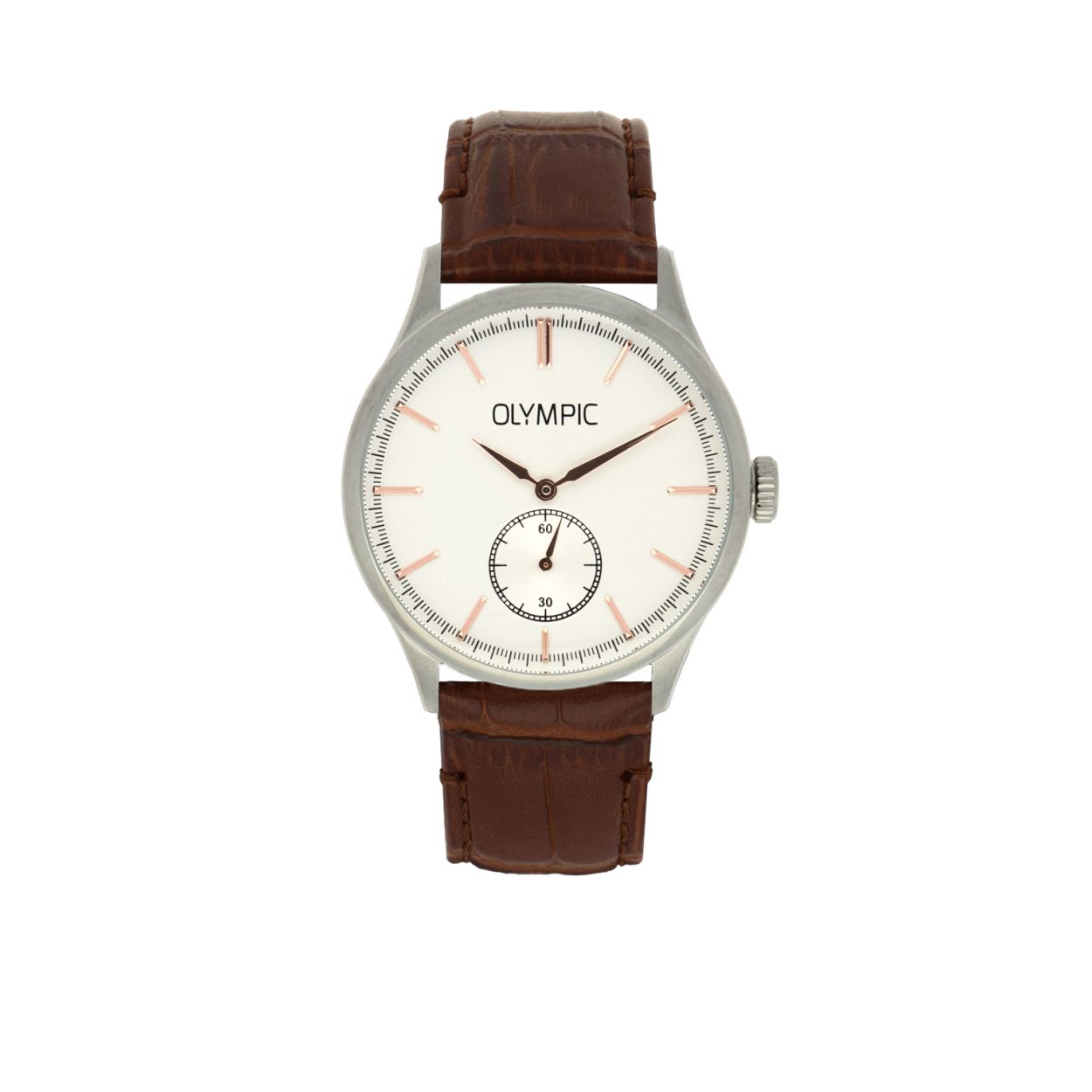 Productomschrijving
Chique en tijdloos zo laat de Napoli zich het best omschrijven door de witte wijzerplaat en Rose indexen valt deze zeker op  De band van het horloge is gemaakt van leer. Of je nu sportief of chique gekleed gaat, dit elegante horloge past bij elke outfit en iedere gelegenheid.:

Specificaties
- Mineraalglas
- Bruine leren band
- Diameter 42 mm
- Witte Wijzerplaat
- Goude index
- 5 ATM

Waterdichtheid 5 ATM
Dit horloge is bestand tegen water bij het zwemmen en douchen. Dit horloge is niet bestand tegen (grote) waterdruk dus je kunt er niet mee duiken.

Verpakking & Garantie
De horloges worden geleverd in een verpakking met kussentje en bijgevoegd een garantieboekje. Op alle horloges van Olympic zit standaard drie jaar fabrieksgarantie.

Over Olympic
In 1956 werd aan de Jekerstraat in Amsterdam het horlogemerk Olympic opgericht. Een familiebedrijf dat in de loop der jaren uitgegroeid is tot ��n van de bekendste Nederlandse merken in de horloge- en sieradenbranche.

Van stoere chronografen tot slimline series, digitale uurwerken en elegante dameshorloges: Olympic is voor iedereen, ge�nspireerd op het dagelijks leven. De prijs-kwaliteitsverhouding staat bij Olympic hoog in het vaandel met prijzen die uiteenlopen van � 34,95 tot en met � 139,00 wordt standaard 3 jaar garantie geboden.

Bol.com is officieel dealer van Olympic horloges.
