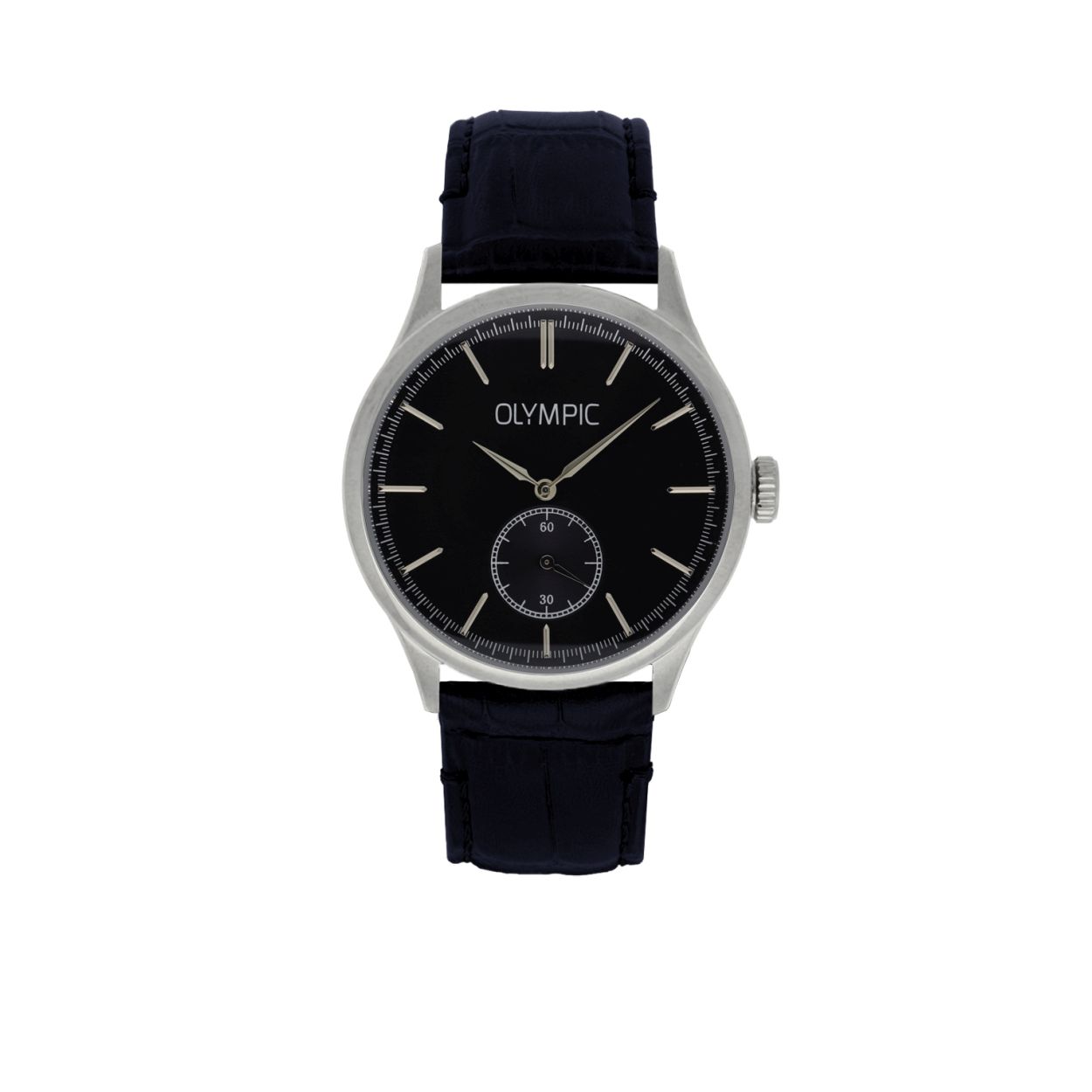 Dit zilverkleurige Heren horloge is sportief en tijdloos.

Specificaties
- Mineraalglas
- Ronde stalen horlogekast
- Diameter 42 mm
- Blauwe wijzerplaat
- Leren horlogeband
- 5 ATM

Waterdichtheid 5 ATM
Dit horloge is bestand tegen water bij het zwemmen en douchen. Dit horloge is niet bestand tegen (grote) waterdruk dus je kunt er niet mee duiken.

Op alle horloges van Olympic zit standaard drie jaar fabrieksgarantie.