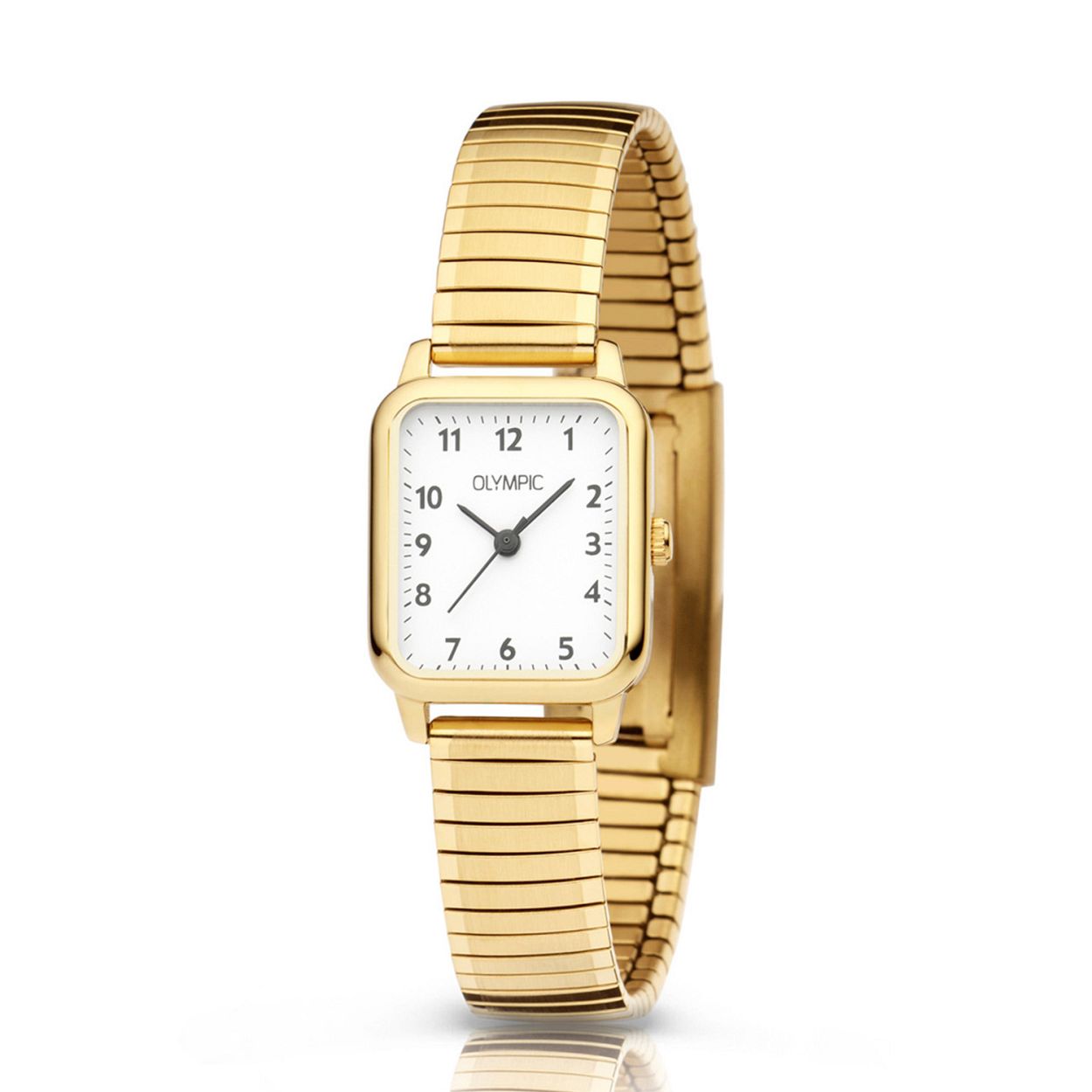 Olympic OL26DDD017 BRITT - Horloge - Staal - Goudkleurig - 20-23mm
Dit unieke Olympic horloge met artikelnummer: OL26DDD017 is een klassiek dameshorloge. Het goudkleurige horloge heeft een rechthoekig kastje met een witte wijzerplaat met zwarte arabische cijfers en wijzers. Aan het horloge zit een goudkleurige rekband. Het horloge heeft een mineraalglas, een afmeting van 20.4 bij 23.4 mm en is 5 ATM.

Waterdichtheid 5 ATM
Dit horloge is bestand tegen water bij het zwemmen en douchen. Dit horloge is niet bestand tegen (grote) waterdruk dus je kunt er niet mee duiken.

Het merk:
Een mooi horloge hoeft niet duur te zijn! Het Nederlandse horlogemerk Olympic levert stoere chronografen, slimline series, digitale uurwerken en elegante dameshorloges. De prijs-kwaliteitverhouding staat bij Olympic hoog in het vaandel met prijzen die uiteenlopen van € 34,95 tot en met € 139,00.

100% Nederlands ontwerp, waterdicht en standaard 3 jaar fabrieksgarantie.

Specificaties:
- Rechthoekige kast
- Goudkleurige horlogekast
- Witte wijzerplaat
- Goudkleurige rekband
- 5 ATM (Regen- & spatwaterdicht)
- Standaard 3 jaar fabrieksgarantie
- Mineraalglas
