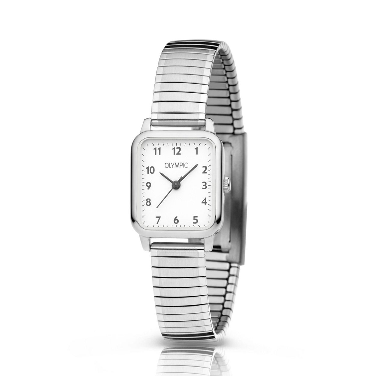 Olympic OL26DSS140 BRITT - Horloge - Staal - Wit - 20-23mm
Dit unieke Olympic horloge met artikelnummer: OL26DSS140 is een klassiek dameshorloge. Het stalen rechthoekige kastje heeft witte wijzerplaat met zwarte arabische cijfers en wijzers. Aan het horloge zit een zilverkleurige rekband. Het horloge heeft een mineraalglas, een afmeting van 20.4 bij 23.4 mm en is 5 ATM.

Waterdichtheid 5 ATM
Dit horloge is bestand tegen water bij het zwemmen en douchen. Dit horloge is niet bestand tegen (grote) waterdruk dus je kunt er niet mee duiken.

Het merk:
Een mooi horloge hoeft niet duur te zijn! Het Nederlandse horlogemerk Olympic levert stoere chronografen, slimline series, digitale uurwerken en elegante dameshorloges. De prijs-kwaliteitverhouding staat bij Olympic hoog in het vaandel met prijzen die uiteenlopen van € 34,95 tot en met € 139,00.

100% Nederlands ontwerp, waterdicht en standaard 3 jaar fabrieksgarantie.

Specificaties:
- Rechthoekige kast
- Zilverkleurige horlogekast
- Witte wijzerplaat
- Zilverkleurige rekband
- 5 ATM (Regen- & spatwaterdicht)
- Standaard 3 jaar fabrieksgarantie
- Mineraalglas