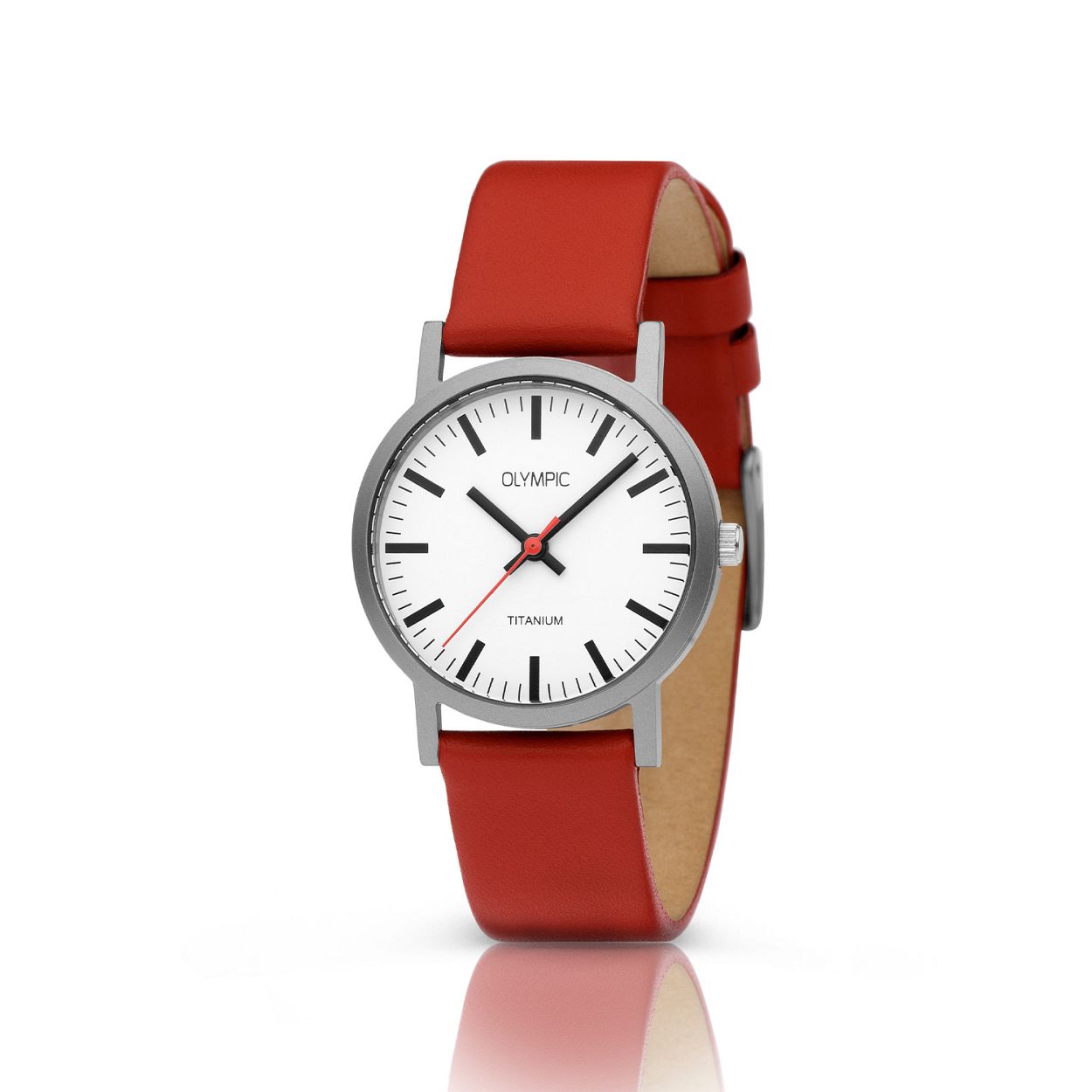 Olympic OL26DTL069 JOSH Horloge - Titanium - Leer - Rood - 30mm
Dit unieke Olympic horloge met artikelnummer: OL26DTL069 is een strak dameshorloge. De ronde titanium kast heeft een gladde bezel en een witte wijzerplaat met strakke streepjes en wijzers. Aan de titanium kast zit een rode lerenband met een gespsluiting. Titanium is geschikt voor mensen met een gevoelige huid. Het is anti allergisch. Het horloge heeft een mineraalglas een doorsnee van 30mm en is 5ATM. 

Waterdichtheid 10ATM
Dit horloge is bestand tegen water bij het zwemmen en douchen. Dit horloge is niet bestand tegen (grote) waterdruk dus je kunt er niet mee duiken.
Waterdichtheid  5ATM
Dit horloge is regen en spatwaterdicht. Niet geschikt om mee te zwemmen en douchen.
Waterdichtheid 3ATM
Dit horloge is spatwaterdicht. Niet geschikt om mee te zwemmen en douchen.

Het merk:
Een mooi horloge hoeft niet duur te zijn! Het Nederlandse horlogemerk Olympic levert stoere chronografen, slimline series, digitale uurwerken en elegante dameshorloges. De prijs-kwaliteitverhouding staat bij Olympic hoog in het vaandel met prijzen die uiteenlopen van € 34,95 tot en met € 159,00.

100% Nederlands ontwerp, waterdicht en standaard 3 jaar fabrieksgarantie.

Specificaties:
- Ronde kast 30mm
- Titanium horlogekast
- Witte wijzerplaat
- Rode lerenband
- 5ATM 
- Standaard 3 jaar fabrieksgarantie
- Mineraalglas