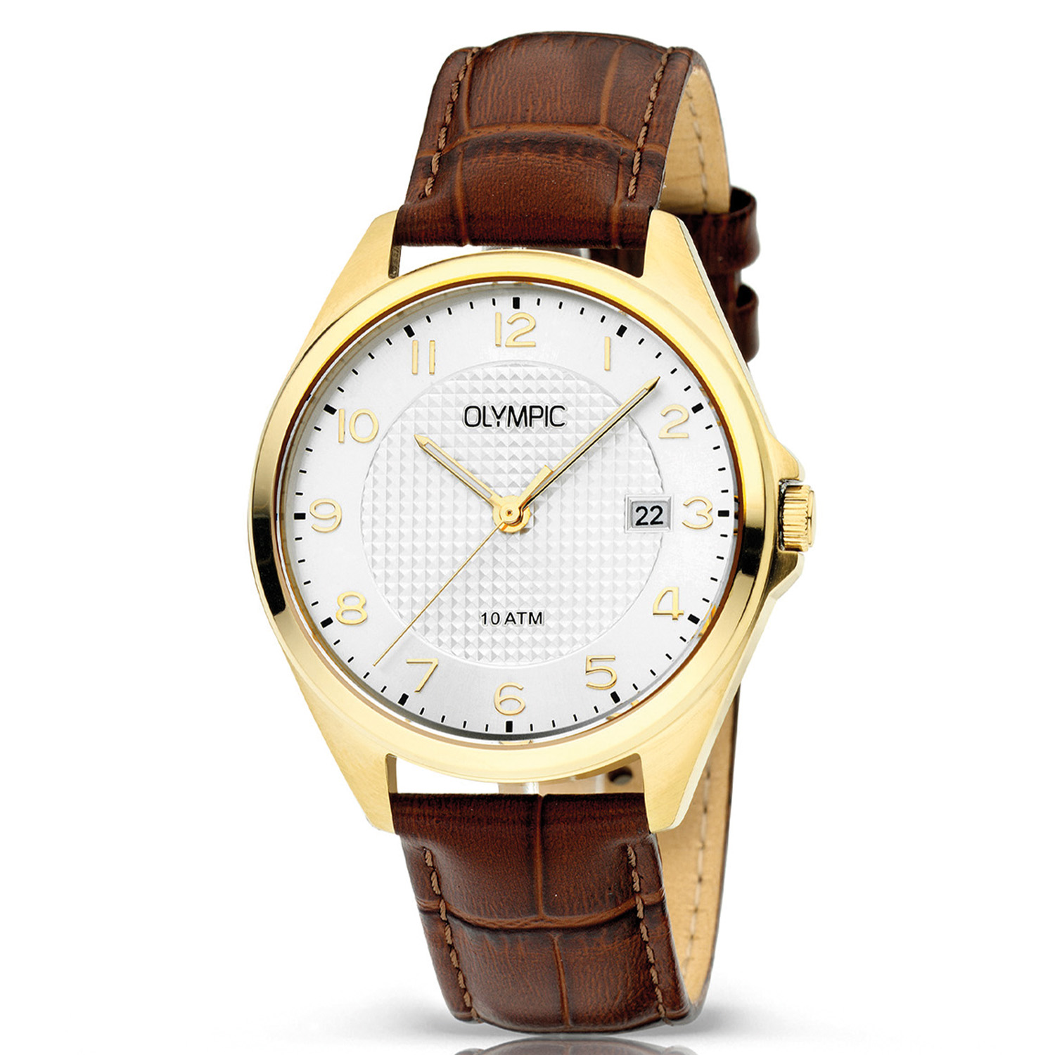 Double heren horloge van olympic met leren band