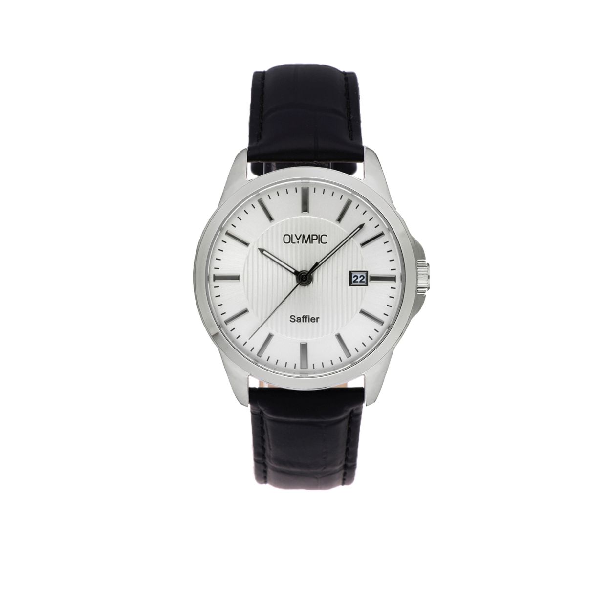 Dit stijlvolle herenhorloge (OL26HSL069) uit de Bari serie heeft een stalen kast en is voorzien van een Strak Zilverkleurige wijzerplaat met opliggende indexen. Het horloge heeft een kastdiameter van 39 mm en is waterdicht tot maar liefst 10 atmosfeer! Bovendien is het horloge voorzien van een extra hard saffierglas waardoor het glas veel langer mooi blijft dan een normaal mineraalglas. De band van het horloge is gemaakt van leer. Of je nu sportief of chique gekleed gaat, dit elegante horloge past bij elke outfit en iedere gelegenheid.

Specificaties
- Saffierglas
- Ronde stalen horlogekast 
- Diameter 39 mm
- Zilverkleurige wijzerplaat
- Leren horlogeband
- 10 ATM

Waterdichtheid 10 ATM
Dit horloge is bestand tegen watersporten, zoals zwemmen, duiken in het zwembad en snorkelen.

Verpakking & Garantie
De horloges worden geleverd in een verpakking met kussentje en bijgevoegd een garantieboekje. Op alle horloges van Olympic zit standaard drie jaar fabrieksgarantie.

Over Olympic
In 1956 werd aan de Jekerstraat in Amsterdam het horlogemerk Olympic opgericht. Een familiebedrijf dat in de loop der jaren uitgegroeid is tot ��n van de bekendste Nederlandse merken in de horloge- en sieradenbranche.

Van stoere chronografen tot slimline series, digitale uurwerken en elegante dameshorloges: Olympic is voor iedereen, ge�nspireerd op het dagelijks leven. De prijs-kwaliteitsverhouding staat bij Olympic hoog in het vaandel met prijzen die uiteenlopen van � 34,95 tot en met � 139,00 wordt standaard 3 jaar garantie geboden.

 horloges.