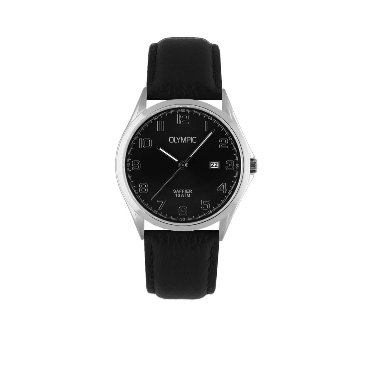 Productomschrijving
Dit stijlvolle herenhorloge (OL26HSL071) uit de Merano serie heeft een stalen kast en is voorzien van een zwarte wijzerplaat met opliggende zilverkleurige indexen. Het horloge heeft een kastdiameter van 40 mm en is waterdicht tot maar liefst 10 atmosfeer! Bovendien is het horloge voorzien van een extra hard saffierglas waardoor het glas veel langer mooi blijft dan een normaal mineraalglas. De band van het horloge is gemaakt van leer. Of je nu sportief of chique gekleed gaat, dit elegante horloge past bij elke outfit en iedere gelegenheid.

Specificaties
- Saffierglas
- Ronde stalen horlogekast 
- Diameter 40 mm
- Zwarte wijzerplaat
- Leren horlogeband
- 10 ATM ( Duiken en snorkelen )

Waterdichtheid 10 ATM
Dit horloge is bestand tegen watersporten, zoals zwemmen, duiken in het zwembad en snorkelen.

Verpakking & Garantie
De horloges worden geleverd in een verpakking met kussentje en bijgevoegd een garantieboekje. Op alle horloges van Olympic zit standaard drie jaar fabrieksgarantie.

Over Olympic
In 1956 werd aan de Jekerstraat in Amsterdam het horlogemerk Olympic opgericht. Een familiebedrijf dat in de loop der jaren uitgegroeid is tot ��n van de bekendste Nederlandse merken in de horloge- en sieradenbranche.

Van stoere chronografen tot slimline series, digitale uurwerken en elegante dameshorloges: Olympic is voor iedereen, ge�nspireerd op het dagelijks leven. De prijs-kwaliteitsverhouding staat bij Olympic hoog in het vaandel met prijzen die uiteenlopen van � 34,95 tot en met � 139,00 wordt standaard 3 jaar garantie geboden.

Bol.com is officieel dealer van Olympic horloges.