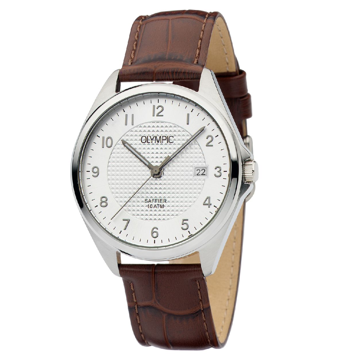 Olympic OL26HSL073 Alassio Horloge - Leer - Bruin - 40mm