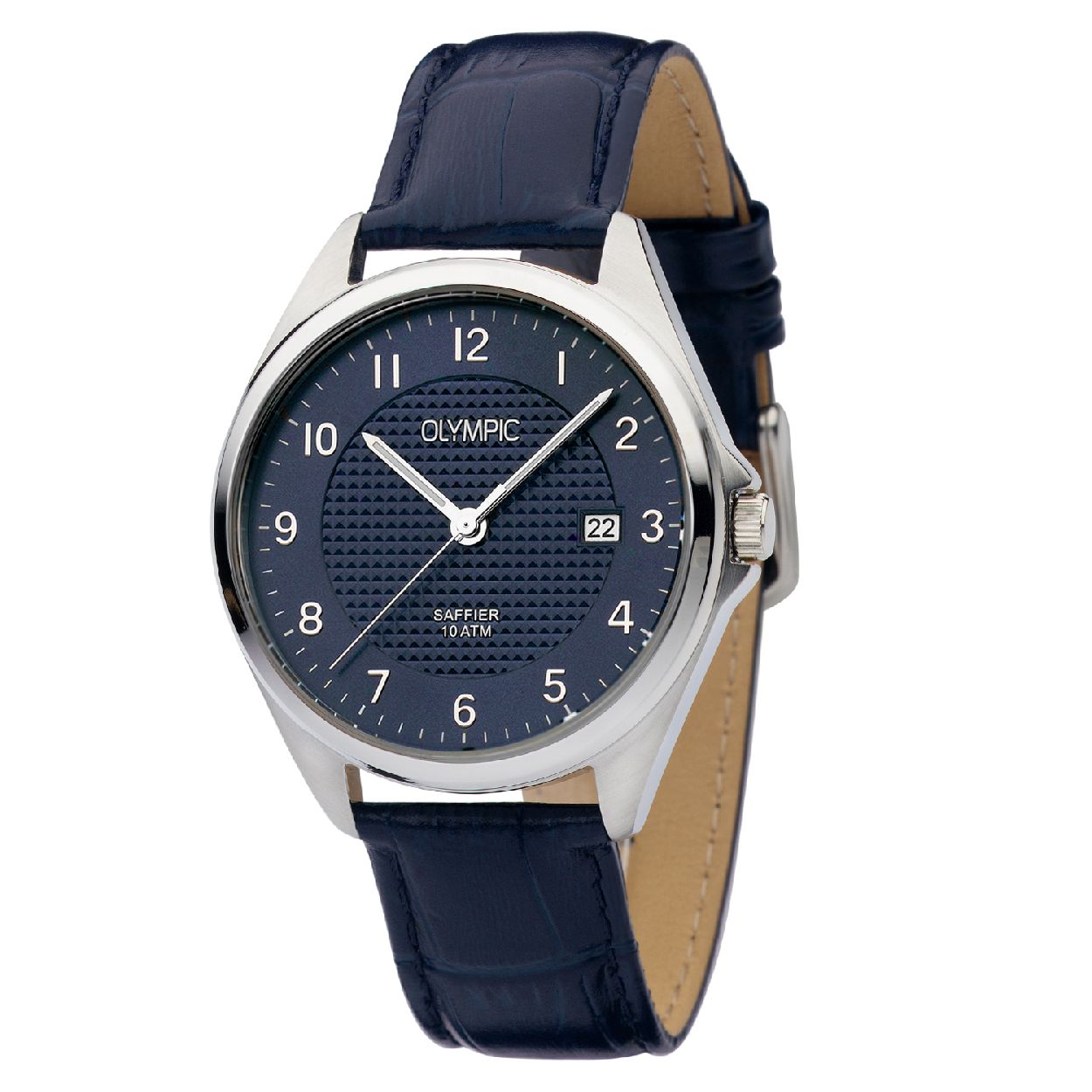 Olympic OL26HSL074 Alassio Horloge - Leer - Blauw - 40mm