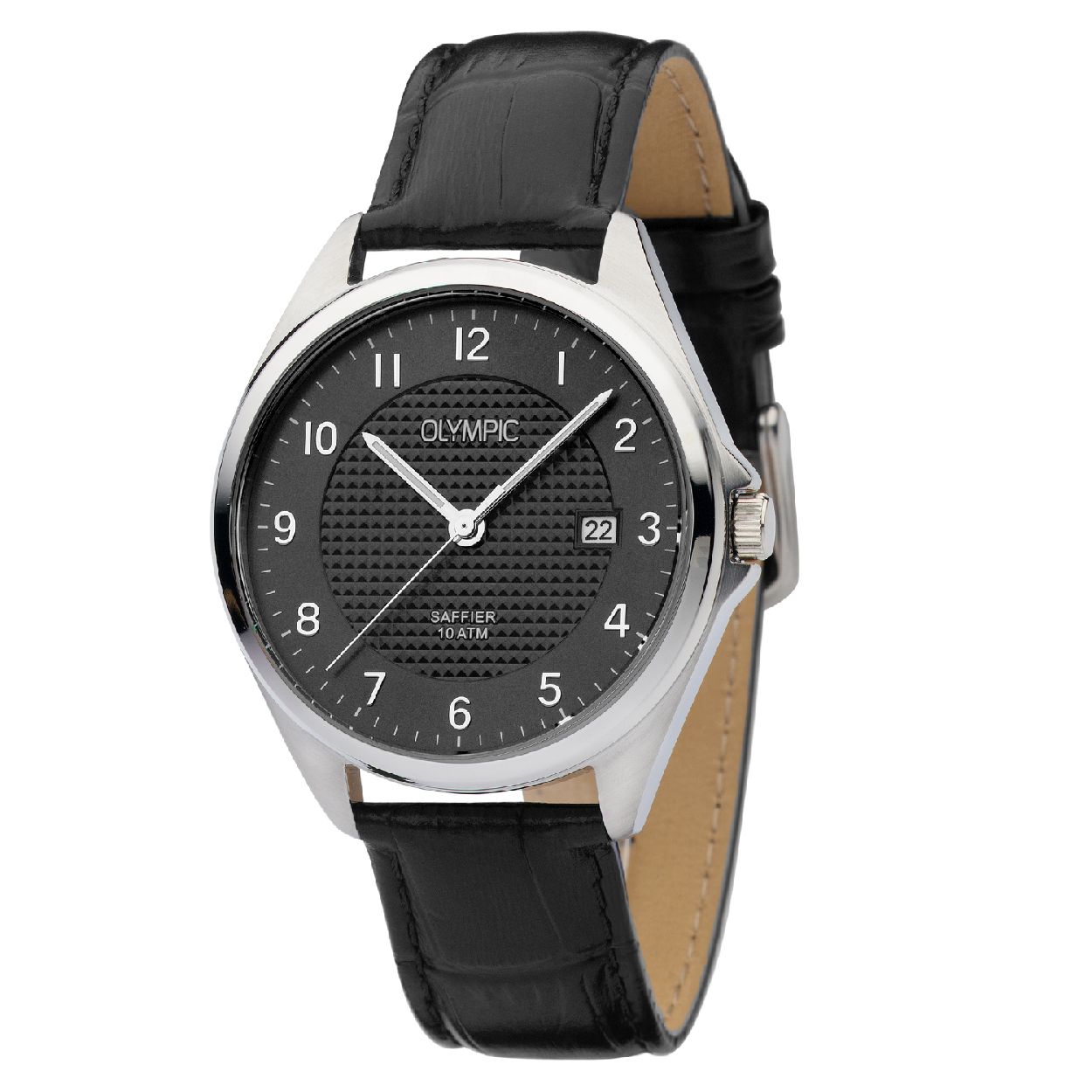 Olympic OL26HSL075 Alassio Horloge - Leer - Zwart - 40mm