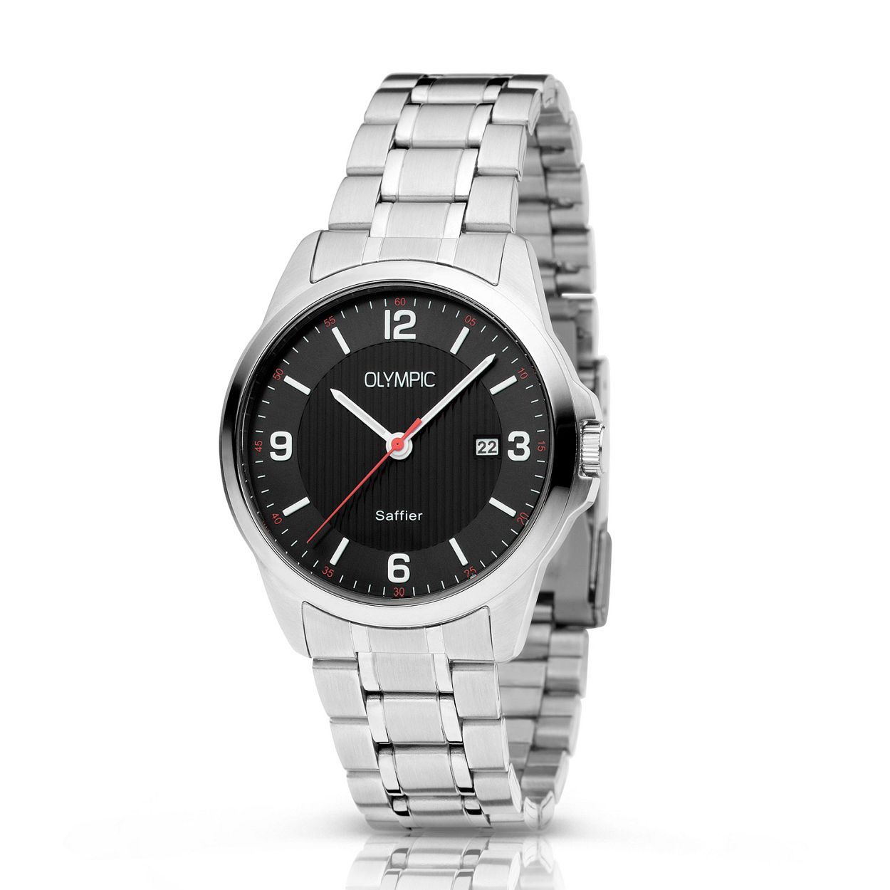 Dit is een herenhorloge van het merk Olympic uit de serie Thomas. Met een horlogekast gemaakt van staal en een zilverkleurige band van staal.