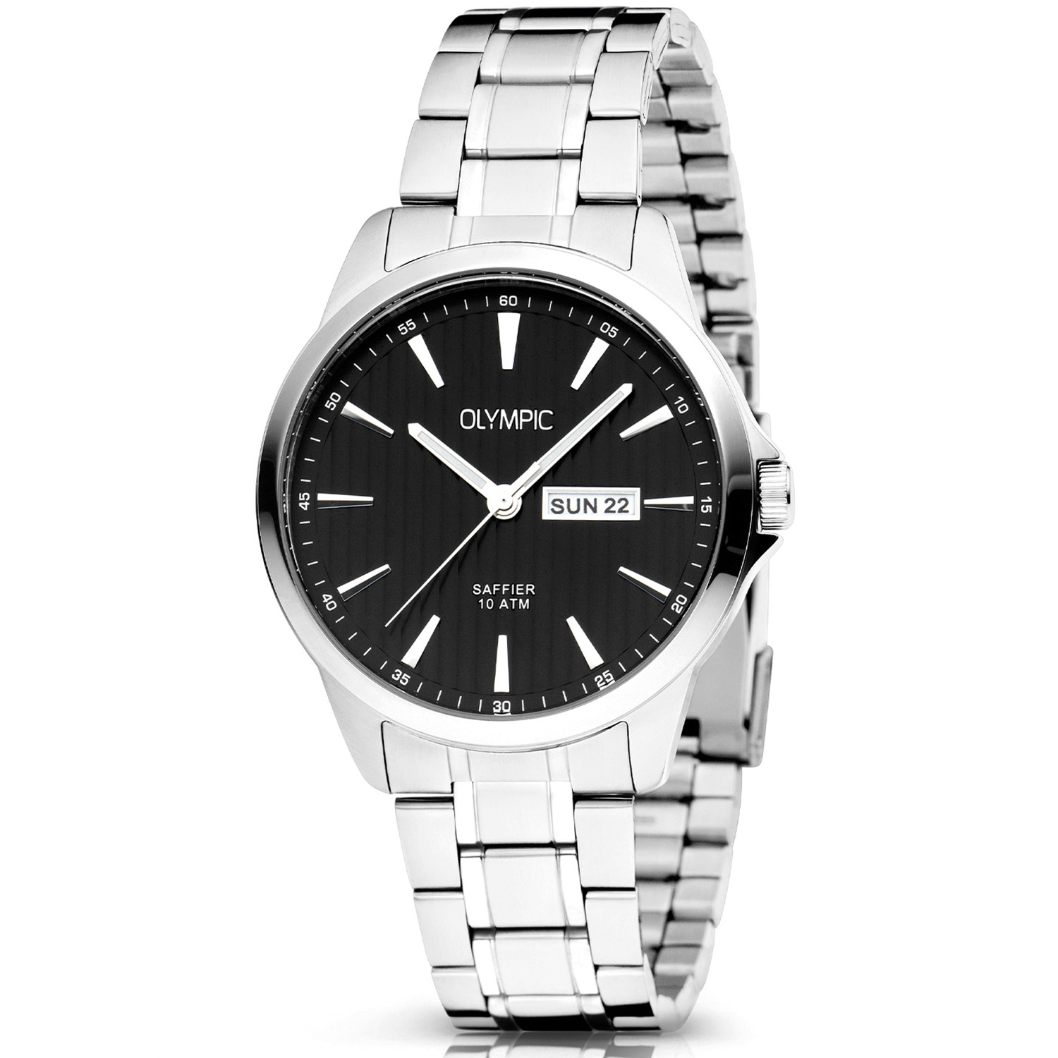 Olympic OL26HSS313 JOHN Horloge - Staal - Staal - Zwart - 41mm
Dit unieke Olympic horloge met artikelnummer: OL26HSS313 is een klassiek horloge. De ronde stalen kast heeft een gladde bezel en een zwarte wijzerplaat met een dag,- en datum aanduiding. Aan de kast zit een stalen schakelband met een vouwsluiting. Het horloge heeft een saffierglas een doorsnee van 41mm en is 10ATM. 

Waterdichtheid 10ATM
Dit horloge is bestand tegen water bij het zwemmen en douchen. Dit horloge is niet bestand tegen (grote) waterdruk dus je kunt er niet mee duiken.
Waterdichtheid  5ATM
Dit horloge is regen en spatwaterdicht. Niet geschikt om mee te zwemmen en douchen.
Waterdichtheid 3ATM
Dit horloge is spatwaterdicht. Niet geschikt om mee te zwemmen en douchen.

Het merk:
Een mooi horloge hoeft niet duur te zijn! Het Nederlandse horlogemerk Olympic levert stoere chronografen, slimline series, digitale uurwerken en elegante dameshorloges. De prijs-kwaliteitverhouding staat bij Olympic hoog in het vaandel met prijzen die uiteenlopen van € 34,95 tot en met € 159,00.

100% Nederlands ontwerp, waterdicht en standaard 3 jaar fabrieksgarantie.

Specificaties:
- Ronde kast 41mm
- Stalen horlogekast
- Zwarte wijzerplaat
- Stalen schakelband
- 10ATM 
- Standaard 3 jaar fabrieksgarantie
- Saffierglas