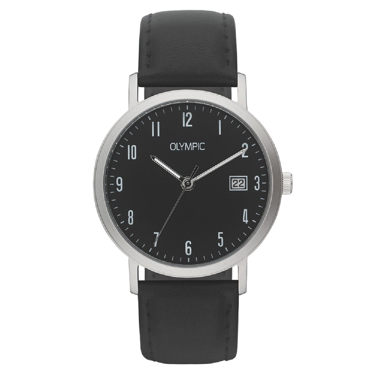 Olympic heren analoog titanium leer zwart