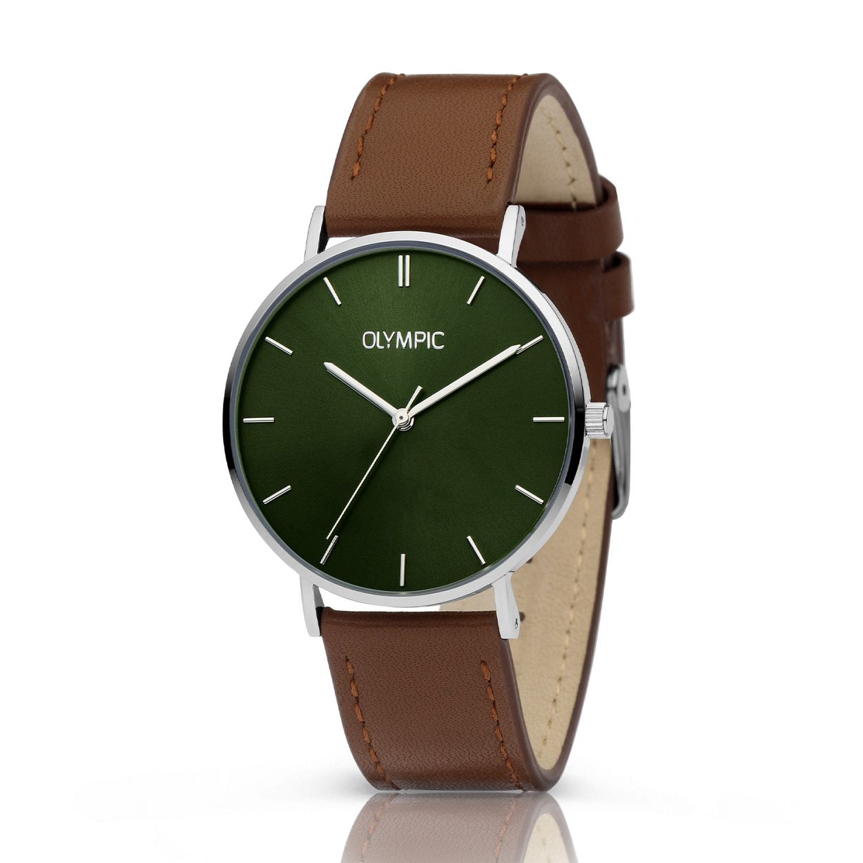 Olympic OL66DSL010 SLIMLINE - Horloge - Staal - Zilverkleurig - 36mm
Dit unieke Olympic horloge met artikelnummer OL66DSL010 is een klassiek dameshorloge. De zilverkleurige stalen kast heeft een groene wijzerplaat met zilverkleurig streepjes als tijds aanduiding. Aan het horloge zit een bruine leren band met een zilverkleurige gesp. Het horloge heeft een mineraalglas een afmeting van 36mm en is 5 ATM.

Waterdichtheid 5 ATM
Dit horloge is bestand tegen water bij het zwemmen en douchen. Dit horloge is niet bestand tegen (grote) waterdruk dus je kunt er niet mee duiken.

Het merk
Een mooi horloge hoeft niet duur te zijn! Het Nederlandse horlogemerk Olympic levert stoere chronografen slimline series digitale uurwerken en elegante dameshorloges. De prijs-kwaliteitverhouding staat bij Olympic hoog in het vaandel met prijzen die uiteenlopen van � 3495 tot en met � 13900.

100% Nederlands ontwerp waterdicht en standaard 3 jaar fabrieksgarantie.

Specificaties
- Zilverkleurige horlogekast
- Groene wijzerplaat
- Bruine leren band
- 5 ATM (Regen- & spatwaterdicht)
- Standaard 3 jaar fabrieksgarantie
- Mineraalglas                                    