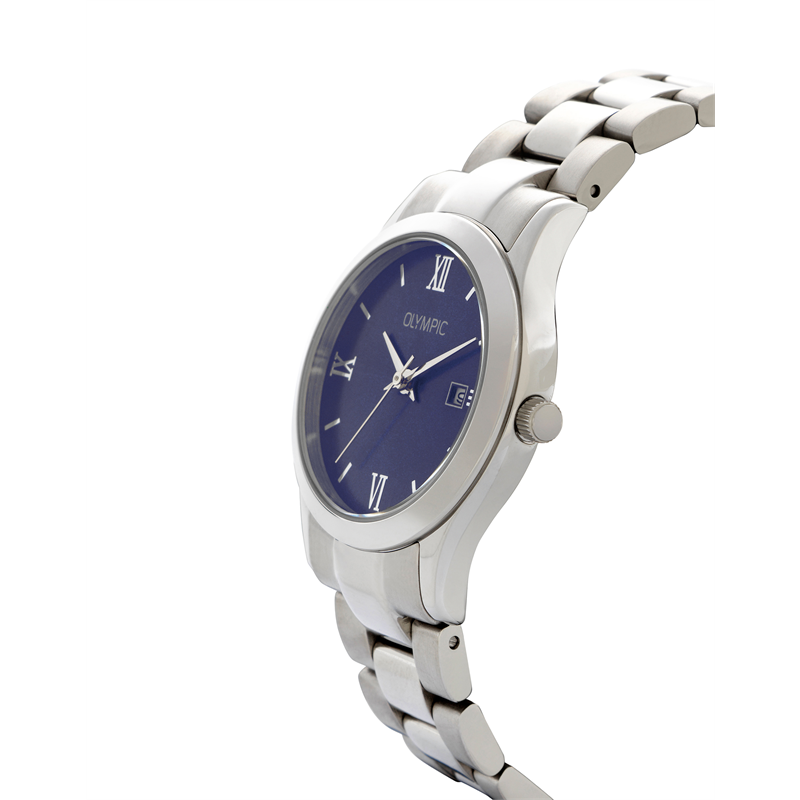 Olympic dames horloge OL66DSS010 
Stalenkast met blauwe wijzerplaat
Stalen schakelband
3 ATM waterdicht