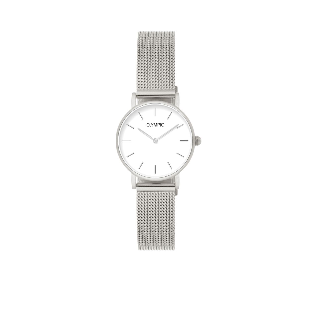 Dit zilverkleurige dames horloge is tijdloos en Elegant .

Specificaties
- Mineraalglas
- Ronde stalen horlogekast
- Diameter 25 mm
- Witte wijzerplaat
- Stalen horlogeband
- 3 ATM

Waterdichtheid 3 ATM
Dit horloge is bestand tegen spatwater. 

Op alle horloges van Olympic zit standaard drie jaar fabrieksgarantie.