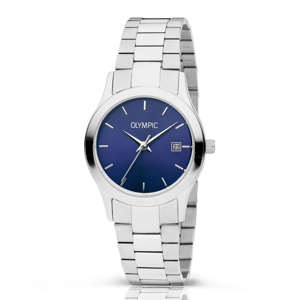 Olympic OL66DSS016 FORLI - Horloge - Staal - Blauw
Dit unieke Olympic horloge met artikelnummer OL66DSS016 is een klassiek sportief dameshorloge met datum. Het zilverkleurige stalen luxe ronde kastje heeft een blauwe wijzerplaat met zilverkleurige streepjes als uurs-aanduiding en zilverkleurige wijzers. Aan het horloge zit een zilverkleurige massieve mat/glimmende schakelband met vlindersluiting. Het horloge heeft een mineraalglas een afmeting van 30mm en is 5 ATM.

Waterdichtheid 5 ATM
Dit horloge is bestand tegen water bij het zwemmen en douchen. Dit horloge is niet bestand tegen (grote) waterdruk dus je kunt er niet mee duiken.

Het merk
Een mooi horloge hoeft niet duur te zijn! Het Nederlandse horlogemerk Olympic levert stoere chronografen slimline series digitale uurwerken en elegante dameshorloges. De prijs-kwaliteitverhouding staat bij Olympic hoog in het vaandel met prijzen die uiteenlopen van � 3495 tot en met � 13900.

100% Nederlands ontwerp waterdicht en standaard 3 jaar fabrieksgarantie.

Specificaties
- Luxe ronde bolle kast
- Zilverkleurige horlogekast
- Blauwe wijzerplaat
- Zilverkleurige massieve schakelband
- 5 ATM (Regen- & spatwaterdicht)
- Standaard 3 jaar fabrieksgarantie
- Mineraalglas                                    
