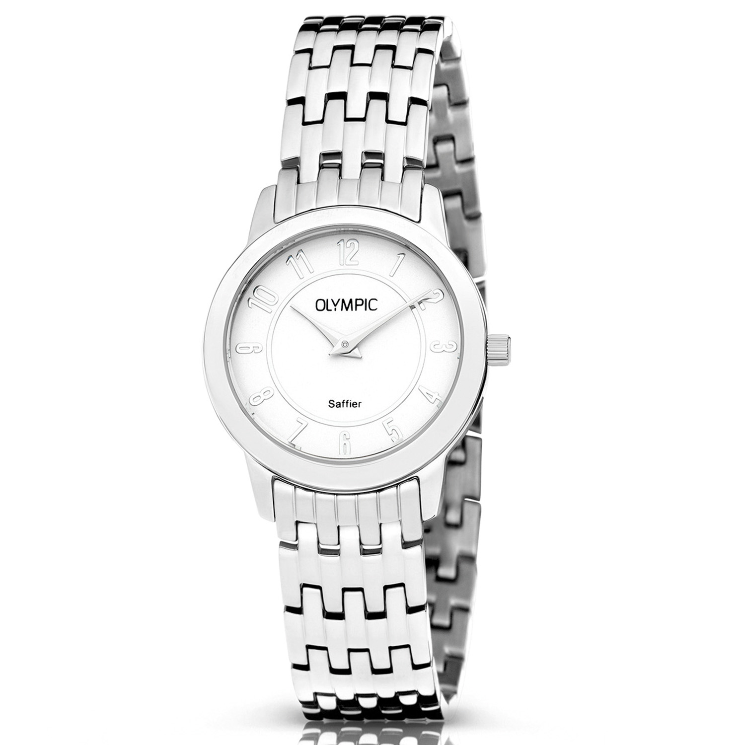 Olympic OL66DSS020 FLEUR Horloge - Staal -Bracelet - Arabisch - 32mm 
Dit unieke Olympic horloge met artikelnummer: OL66DSS020 is een stijlvol klassiek dameshorloge. De stalen kast heeft een gladde bezel en een zilverkleurige wijzerplaat. De uursaanduiding is opvallend door de sierlijke wijzers en cijfers in het arabisch. Dit geeft het horloge een chique uiterlijk. Aan de stalen kast zit een fijne zilverleurige schakelband met een druksluiting. Het horloge heeft een mineraalglas, een doorsnee van 32mm en is 3ATM.

Waterdichtheid 10ATM
Dit horloge is bestand tegen water bij het zwemmen en douchen. Dit horloge is niet bestand tegen (grote) waterdruk dus je kunt er niet mee duiken.
Waterdichtheid 3ATM
Dit horloge is spatwaterdicht. Niet geschikt om mee te zwemmen en douchen.

Het merk:
Een mooi horloge hoeft niet duur te zijn! Het Nederlandse horlogemerk Olympic levert stoere chronografen, slimline series, digitale uurwerken en elegante dameshorloges. De prijs-kwaliteitverhouding staat bij Olympic hoog in het vaandel met prijzen die uiteenlopen van € 34,95 tot en met € 159,00.

100% Nederlands ontwerp, waterdicht en standaard 3 jaar fabrieksgarantie.

Specificaties:
- Ronde kast Ø 32mm
- Stalen horlogekast
- Zilverkleurige wijzerplaat
- Stalen schakelband
- 3ATM 
- Standaard 3 jaar fabrieksgarantie
- Mineraalglas