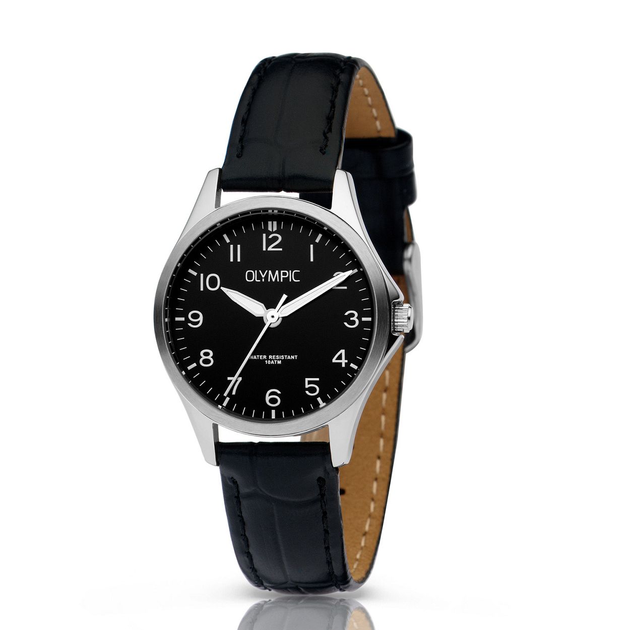 Olympic OL72DSL046 ROBIN - Horloge - Staal - Zilverkleurig - Leer - 29mm
Dit unieke Olympic horloge met artikelnummer: OL72DSL046 is een klassiek dameshorloge. De zilverkleurige stalen kast heeft een zwarte wijzerplaat met opvallende Arabische cijfers. Aan het horloge zit een zwarte leren band met een zilverkleurige gesp. Het horloge heeft een mineraalglas, een afmeting van 29mm en is 10 ATM.

Waterdichtheid 10 ATM
Dit horloge is bestand tegen water bij het zwemmen en douchen. Dit horloge is niet bestand tegen (grote) waterdruk dus je kunt er niet mee duiken.

Het merk:
Een mooi horloge hoeft niet duur te zijn! Het Nederlandse horlogemerk Olympic levert stoere chronografen, slimline series, digitale uurwerken en elegante dameshorloges. De prijs-kwaliteitverhouding staat bij Olympic hoog in het vaandel met prijzen die uiteenlopen van € 34,95 tot en met € 139,00.

100% Nederlands ontwerp, waterdicht en standaard 3 jaar fabrieksgarantie.

Specificaties:
- Zilverkleurige horlogekast
- Zwarte wijzerplaat
- Zwarte leren band
- 10 ATM (Regen- & spatwaterdicht)
- Standaard 3 jaar fabrieksgarantie
- Mineraalglas