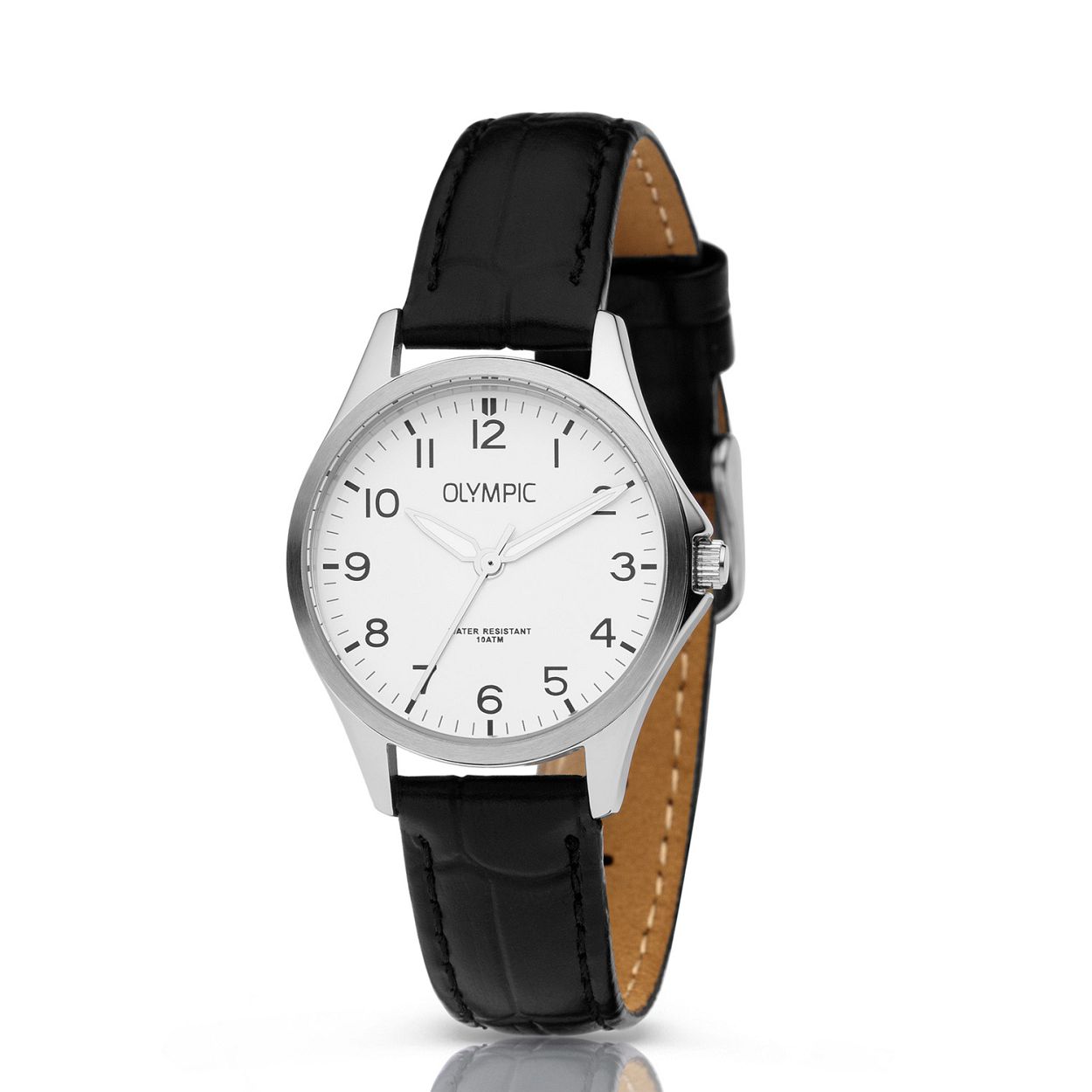 Olympic OL72DSL047 ROBIN - Horloge - Staal - Zilverkleurig - Leer - 29mm
Dit unieke Olympic horloge met artikelnummer: OL72DSL047 is een klassiek dameshorloge. De zilverkleurige stalen kast heeft een witte wijzerplaat met opvallende Arabische cijfers. Aan het horloge zit een zwarte leren band met een zilverkleurige gesp. Het horloge heeft een mineraalglas, een afmeting van 29mm en is 10 ATM.

Waterdichtheid 10 ATM
Dit horloge is bestand tegen water bij het zwemmen en douchen. Dit horloge is niet bestand tegen (grote) waterdruk dus je kunt er niet mee duiken.

Het merk:
Een mooi horloge hoeft niet duur te zijn! Het Nederlandse horlogemerk Olympic levert stoere chronografen, slimline series, digitale uurwerken en elegante dameshorloges. De prijs-kwaliteitverhouding staat bij Olympic hoog in het vaandel met prijzen die uiteenlopen van € 34,95 tot en met € 139,00.

100% Nederlands ontwerp, waterdicht en standaard 3 jaar fabrieksgarantie.

Specificaties:
- Zilverkleurige horlogekast
- Witte wijzerplaat
- Zwarte leren band
- 10 ATM (Regen- & spatwaterdicht)
- Standaard 3 jaar fabrieksgarantie
- Mineraalglas