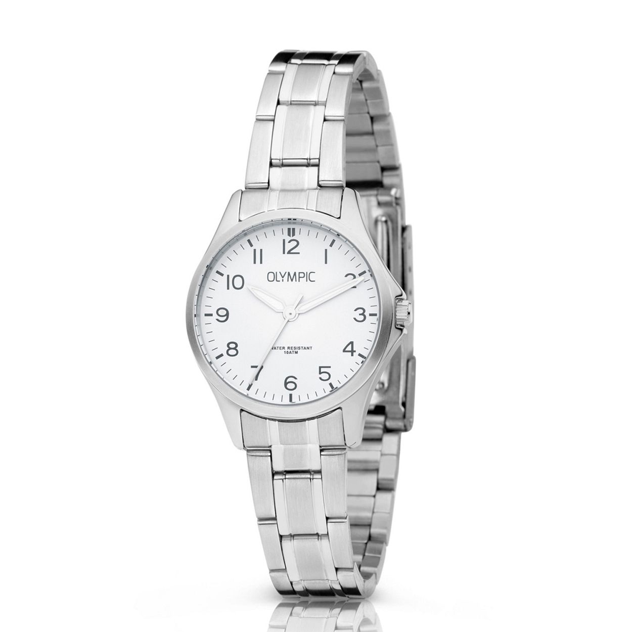 Olympic OL72DSS088 ROBIN - Horloge - Staal - Zilverkleurig - 29mm
Dit unieke Olympic horloge met artikelnummer: OL72DSS088 is een klassiek/sportief dameshorloge. De zilverkleurige stalen kast heeft een witte wijzerplaat met opvallende Arabische cijfers. Aan het horloge zit een zilverkleurige stalen schakelband met een vouwsluiting. Het horloge heeft een mineraalglas, een afmeting van 29mm en is 10 ATM.

Waterdichtheid 10 ATM
Dit horloge is bestand tegen water bij het zwemmen en douchen. Dit horloge is niet bestand tegen (grote) waterdruk dus je kunt er niet mee duiken.

Het merk:
Een mooi horloge hoeft niet duur te zijn! Het Nederlandse horlogemerk Olympic levert stoere chronografen, slimline series, digitale uurwerken en elegante dameshorloges. De prijs-kwaliteitverhouding staat bij Olympic hoog in het vaandel met prijzen die uiteenlopen van € 34,95 tot en met € 139,00.

100% Nederlands ontwerp, waterdicht en standaard 3 jaar fabrieksgarantie.

Specificaties:
- Zilverkleurige horlogekast
- Witte wijzerplaat
- Zilverkleurige schakelband
- 10 ATM (Regen- & spatwaterdicht)
- Standaard 3 jaar fabrieksgarantie
- Mineraalglas