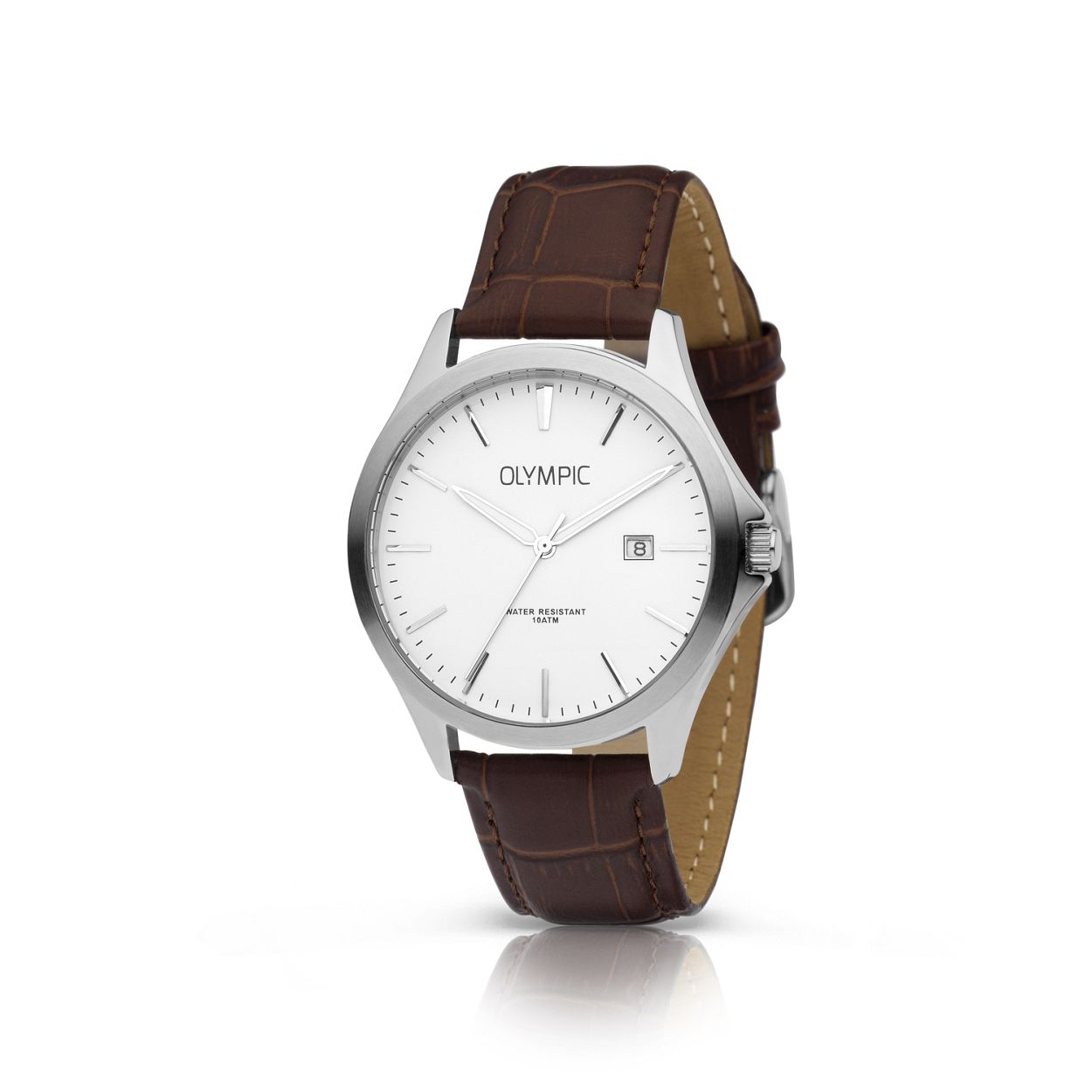 Olympic OL72HSL067 ROBIN - Horloge - Staal - Zilverkleurig - Leer - 40mm
Dit unieke Olympic horloge met artikelnummer: OL72HSL067 is een klassiek herenhorloge. De zilverkleurige stalen kast heeft een witte wijzerplaat met opvallende streepjes en een datumaanduiding. Aan het horloge zit een bruine leren band met een gesp. Het horloge heeft een mineraalglas, een afmeting van 40mm en is 10 ATM.

Waterdichtheid 10 ATM
Dit horloge is bestand tegen water bij het zwemmen en douchen. Dit horloge is niet bestand tegen (grote) waterdruk dus je kunt er niet mee duiken.

Het merk:
Een mooi horloge hoeft niet duur te zijn! Het Nederlandse horlogemerk Olympic levert stoere chronografen, slimline series, digitale uurwerken en elegante dameshorloges. De prijs-kwaliteitverhouding staat bij Olympic hoog in het vaandel met prijzen die uiteenlopen van € 34,95 tot en met € 139,00.

100% Nederlands ontwerp, waterdicht en standaard 3 jaar fabrieksgarantie.

Specificaties:
- Zilverkleurige horlogekast
- Witte wijzerplaat
- Bruine leren band
- 10 ATM (Regen- & spatwaterdicht)
- Standaard 3 jaar fabrieksgarantie
- Mineraalglas