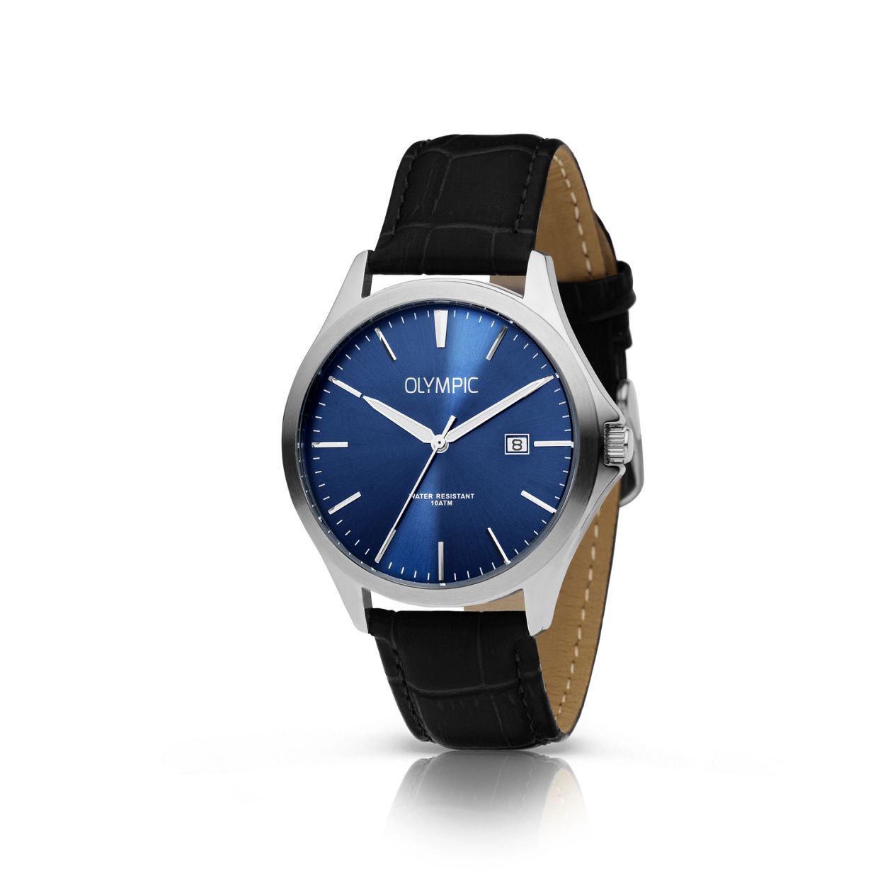 Olympic OL72HSL070 ROBIN - Horloge - Staal - Zilverkleurig - Leer - 40mm
Dit unieke Olympic horloge met artikelnummer OL72HSL070 is een klassiek herenhorloge. De zilverkleurige stalen kast heeft een blauwe wijzerplaat met opvallende streepjes en een datumaanduiding. Aan het horloge zit een zwarte leren band met een gesp. Het horloge heeft een mineraalglas een afmeting van 40mm en is 10 ATM.

Waterdichtheid 10 ATM
Dit horloge is bestand tegen water bij het zwemmen en douchen. Dit horloge is niet bestand tegen (grote) waterdruk dus je kunt er niet mee duiken.

Het merk
Een mooi horloge hoeft niet duur te zijn! Het Nederlandse horlogemerk Olympic levert stoere chronografen slimline series digitale uurwerken en elegante dameshorloges. De prijs-kwaliteitverhouding staat bij Olympic hoog in het vaandel met prijzen die uiteenlopen van � 3495 tot en met � 13900.

100% Nederlands ontwerp waterdicht en standaard 3 jaar fabrieksgarantie.

Specificaties
- Zilverkleurige horlogekast
- Blauwe wijzerplaat
- Zwarte leren band
- 10 ATM (Regen- & spatwaterdicht)
- Standaard 3 jaar fabrieksgarantie
- Mineraalglas                                    