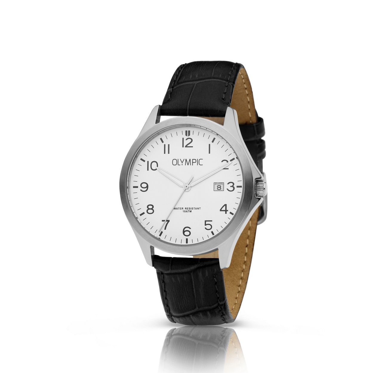 Olympic OL72HSL071 ROBIN - Horloge - Staal - Zilverkleurig - Leer - 40mm
Dit unieke Olympic horloge met artikelnummer: OL72HSL071 is een klassiek herenhorloge. De zilverkleurige stalen kast heeft een witte wijzerplaat met opvallende Arabische cijfers en streepjes en een datumaanduiding. Aan het horloge zit een zwarte leren band met een gesp. Het horloge heeft een mineraalglas, een afmeting van 40mm en is 10 ATM.

Waterdichtheid 10 ATM
Dit horloge is bestand tegen water bij het zwemmen en douchen. Dit horloge is niet bestand tegen (grote) waterdruk dus je kunt er niet mee duiken.

Het merk:
Een mooi horloge hoeft niet duur te zijn! Het Nederlandse horlogemerk Olympic levert stoere chronografen, slimline series, digitale uurwerken en elegante dameshorloges. De prijs-kwaliteitverhouding staat bij Olympic hoog in het vaandel met prijzen die uiteenlopen van € 34,95 tot en met € 139,00.

100% Nederlands ontwerp, waterdicht en standaard 3 jaar fabrieksgarantie.

Specificaties:
- Zilverkleurige horlogekast
- Witte wijzerplaat
- Zwarte leren band
- 10 ATM (Regen- & spatwaterdicht)
- Standaard 3 jaar fabrieksgarantie
- Mineraalglas