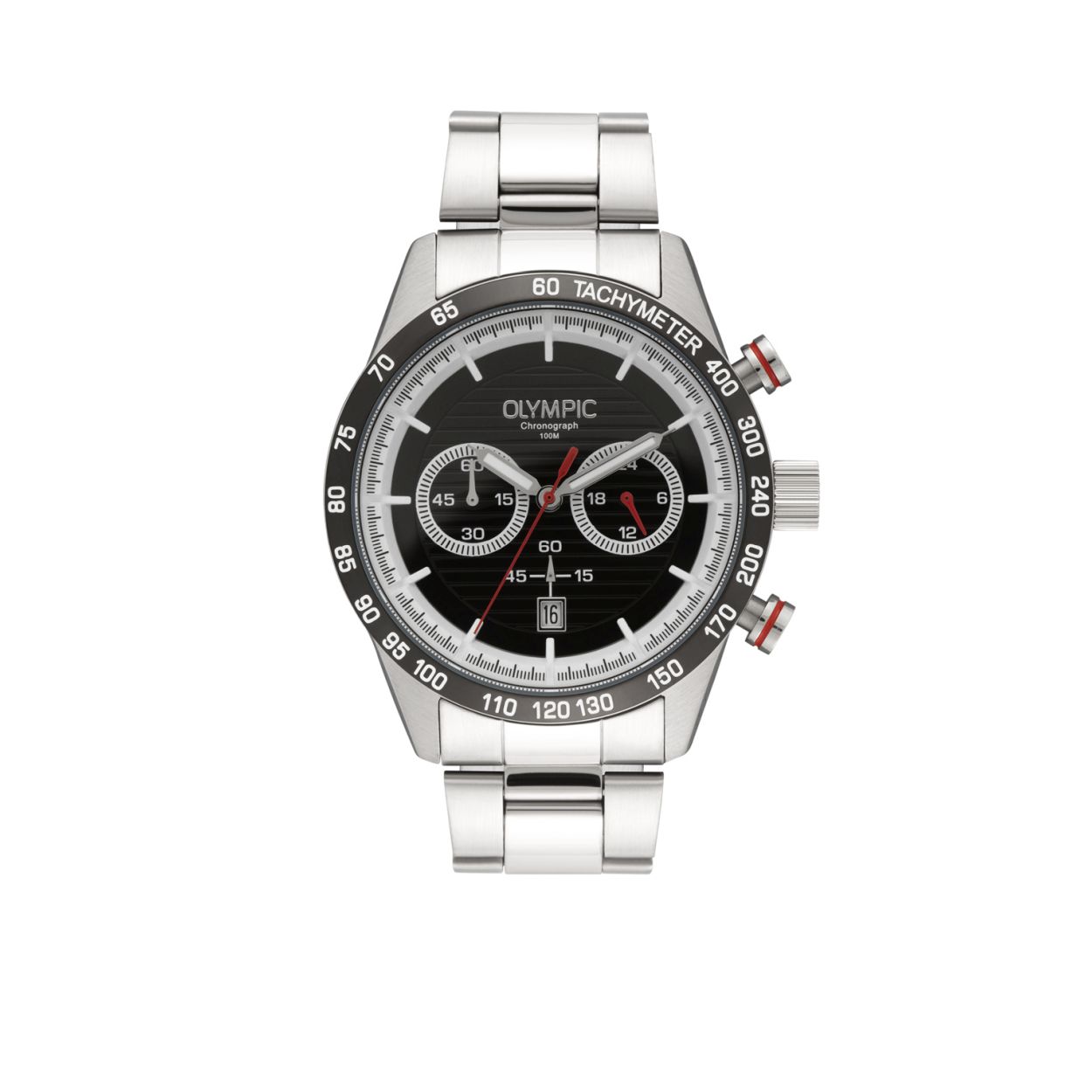 Voor de liefhebber van Olympic horloges, zou deze Olympic OL72HSS003 wel eens een schot in de roos kunnen zijn. Voor dit Olympic herenhorloge is er voor de kast gebruik gemaakt van het materiaal edelstaal en voor de band van edelstaal. Dit model heeft een quartz uurwerk. Het formaat van de diameter van 44 mm. van deze Olympic past perfect bij dit model. Samen met de kleur zwart van de wijzerplaat maakt dit deze Olympic Running OL72HSS003 compleet.

Waterdichtheid 10 ATM
Dit horloge is bestand tegen watersporten, zoals zwemmen, duiken in het zwembad en snorkelen.

Verpakking & Garantie
De horloges worden geleverd in een verpakking met kussentje en bijgevoegd een garantieboekje. Op alle horloges van Olympic zit standaard drie jaar fabrieksgarantie.

Over Olympic
In 1956 werd aan de Jekerstraat in Amsterdam het horlogemerk Olympic opgericht. Een familiebedrijf dat in de loop der jaren uitgegroeid is tot ��n van de bekendste Nederlandse merken in de horloge- en sieradenbranche.

Van stoere chronografen tot slimline series, digitale uurwerken en elegante dameshorloges: Olympic is voor iedereen, ge�nspireerd op het dagelijks leven. De prijs-kwaliteitsverhouding staat bij Olympic hoog in het vaandel met prijzen die uiteenlopen van � 34,95 tot en met � 139,00 wordt standaard 3 jaar garantie geboden.

 horloges.