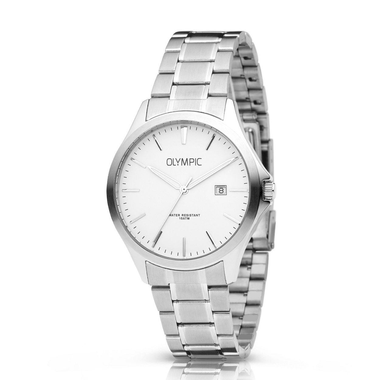Olympic OL72HSS244 ROBIN - Horloge - Staal - Zilverkleurig - 40mm
Dit unieke Olympic horloge met artikelnummer: OL72HSS244 is een klassiek/ sportief herenhorloge. De zilverkleurige stalen kast heeft een witte wijzerplaat met streepjes als tijds aanduiding en een datum. Aan het horloge zit een stalen schakelband met een vouwsluiting. Het horloge heeft een mineraalglas, een afmeting van 40mm en is 10 ATM.

Waterdichtheid 10 ATM
Dit horloge is bestand tegen water bij het zwemmen en douchen. Dit horloge is niet bestand tegen (grote) waterdruk dus je kunt er niet mee duiken.

Het merk:
Een mooi horloge hoeft niet duur te zijn! Het Nederlandse horlogemerk Olympic levert stoere chronografen, slimline series, digitale uurwerken en elegante dameshorloges. De prijs-kwaliteitverhouding staat bij Olympic hoog in het vaandel met prijzen die uiteenlopen van € 34,95 tot en met € 139,00.

100% Nederlands ontwerp, waterdicht en standaard 3 jaar fabrieksgarantie.

Specificaties:
- Zilverkleurige horlogekast
- Witte wijzerplaat
- Zilverkleurige schakelband
- 10 ATM (Regen- & spatwaterdicht)
- Standaard 3 jaar fabrieksgarantie
- Mineraalglas
