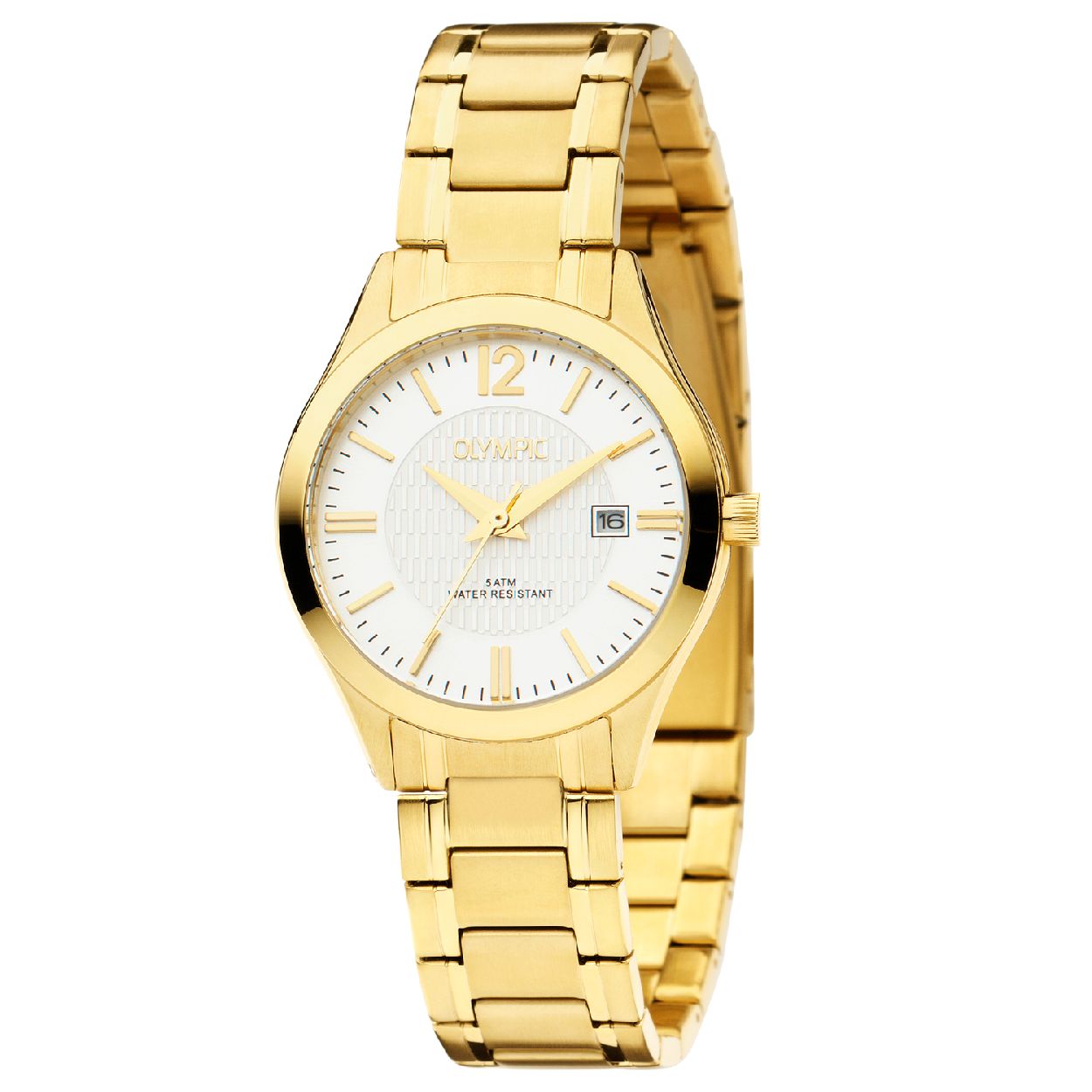 Olympic OL88DDD003 Prato Horloge - Staal - Goudkleurig - 29mm

Productomschrijving
Stijlvol & klassiek! Dit goudkleurige dameshorloge met datumaanduiding uit de Prato serie van Olympic is een echte eyecatcher. Het bewerkte middelste gedeelte van de zilverkleurige wijzerplaat met goudkleurige index en de elegante stalen horlogeband geven het horloge een geheel eigen karakter. De OL88DDD003 is perfect te stijlen met een business look, maar geeft ook je casual outfits een extra boost!

Waterdichtheid 5 ATM
Dit horloge is bestand tegen water bij het zwemmen en douchen. Dit horloge is niet bestand tegen (grote) waterdruk dus je kunt er niet mee duiken.


Het merk
Een mooi horloge hoeft niet duur te zijn! Het Nederlandse horlogemerk Olympic levert stoere chronografen, slimline series, digitale uurwerken en elegante dameshorloges. De prijs-kwaliteitverhouding staat bij Olympic hoog in het vaandel met prijzen die uiteenlopen van � 34,95 tot en met � 139,00.

100% Nederlands ontwerp, waterdicht en standaard 3 jaar fabrieksgarantie.

Specificaties
- Ronde kastvorm, 29mm
- Goudkleurige stalen horlogekast
- Zilverkleurige wijzerplaat
- Goudkleurige stalen horlogeband
- 3 ATM (Regen- & spatwaterdicht)
- EAN: 8718465740677
- Standaard 3 jaar fabrieksgarantie
