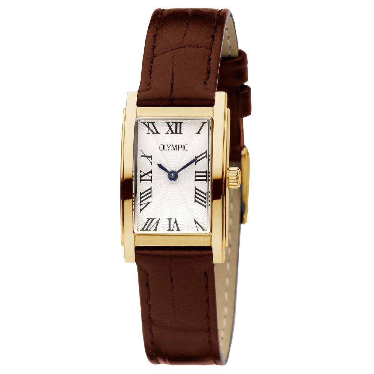 Olympic OL88DDL001 Milano Horloge - Leer - Bruin - 25mm

Producgtomschrijving
De OL88DDL001 uit de Milano serie van Olympic is een echte klassieker! De rechthoekige licht gebogen horlogekast en de bewerkte witte wijzerplaat met Romeinse index geven het horloge een chique uitstraling. Een verfrissend detail zijn de blauwe wijzers. Daarnaast heeft de bruine leren horlogeband met krokoprint een hoogdraagcomfort, oftewel een uitstekende prijs-kwaliteitverhouding vind je bij Olympic!

Waterdichtheid 3 ATM
Dit horloge is bestand tegen blootstelling aan spatwater bij handenwassen, lichte regen of transpiratievocht.

Het merk
Een mooi horloge hoeft niet duur te zijn! Het Nederlandse horlogemerk Olympic levert stoere chronografen, slimline series, digitale uurwerken en elegante dameshorloges. De prijs-kwaliteitverhouding staat bij Olympic hoog in het vaandel met prijzen die uiteenlopen van � 34,95 tot en met � 139,00.

100% Nederlands ontwerp, waterdicht en standaard 3 jaar fabrieksgarantie.

Specificaties
- Rechthoekige kastvorm, 25mm
- Goudkleurige stalen horlogekast
- Witte wijzerplaat
- Bruine leren horlogeband
- 3 ATM (Regen- & spatwaterdicht)
- EAN: 8718465783544
- Standaard 3 jaar fabrieksgarantie
